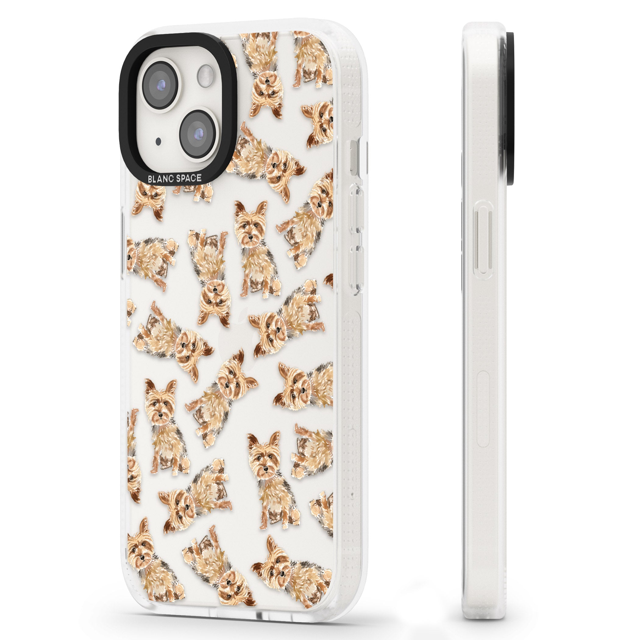 Yorkshire Terrier Watercolour Dog Pattern iPhone 15 / 14 / 13 Clear Case Impact Air - Blanc Space
