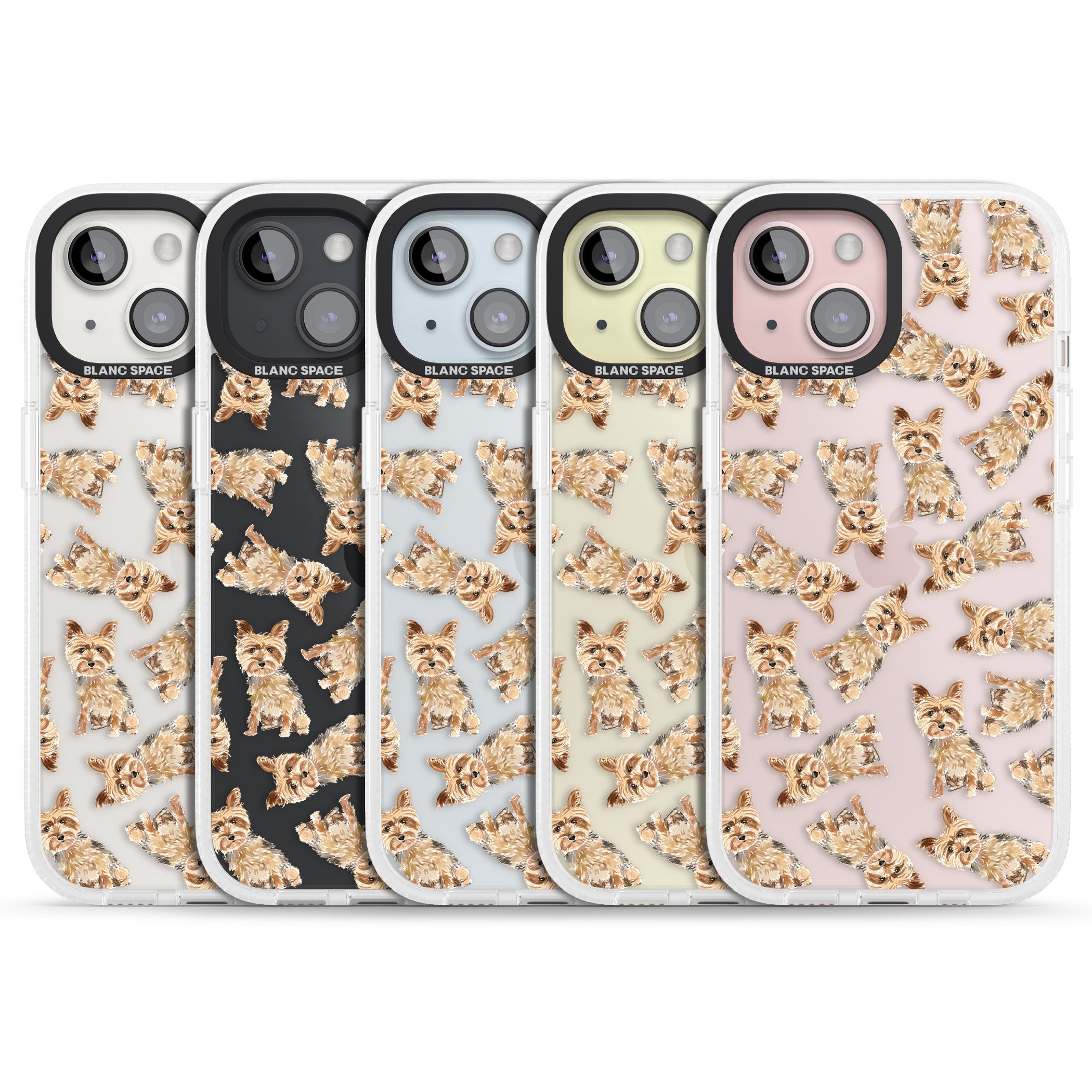 Yorkshire Terrier Watercolour Dog Pattern iPhone 15 / 14 / 13 Clear Case Impact Air - Blanc Space