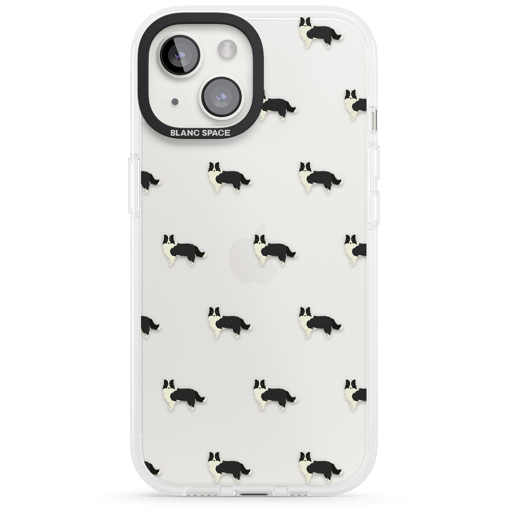 Border Collie Dog Pattern Clear iPhone 15 / 14 / 13 Clear Case Impact Air - Blanc Space
