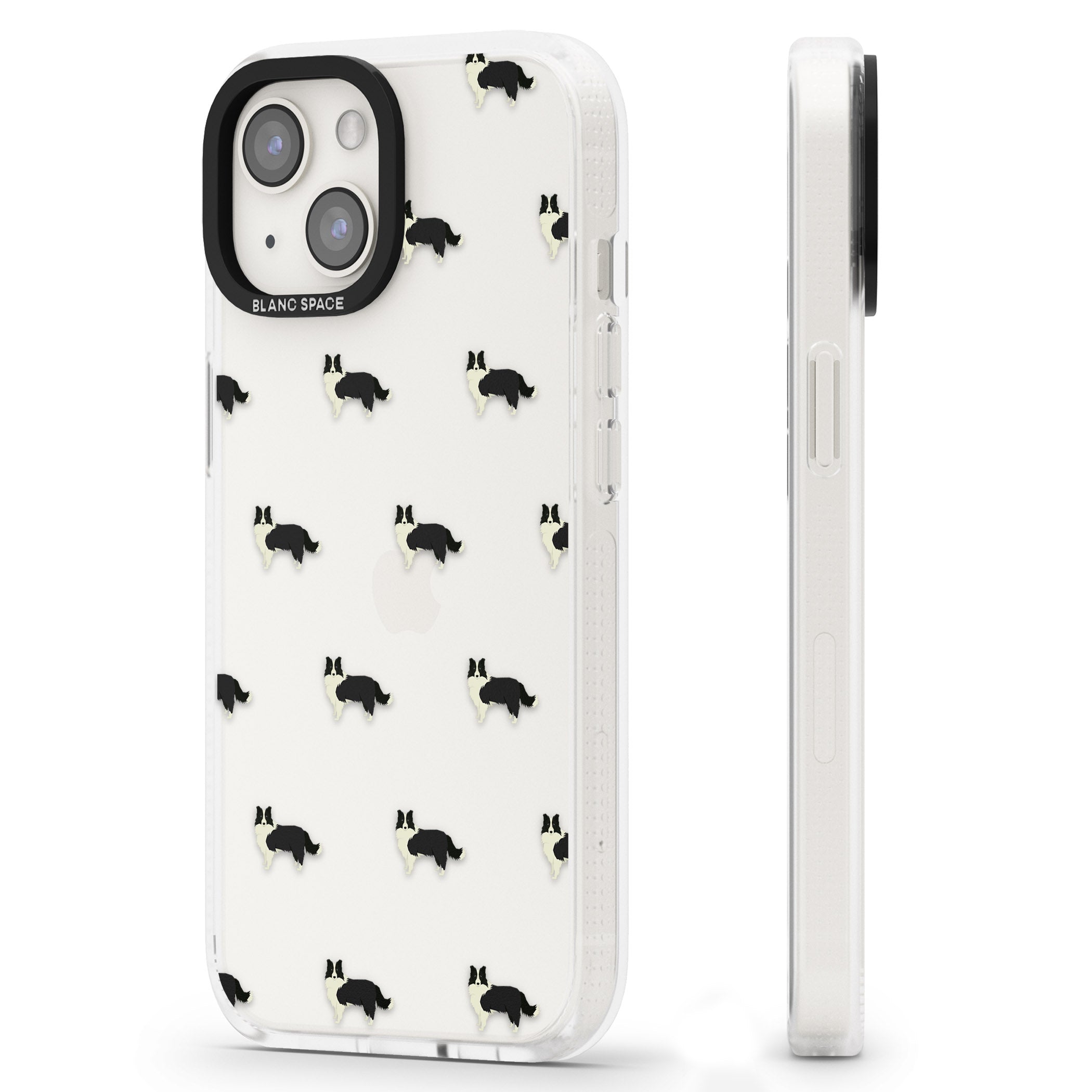 Border Collie Dog Pattern Clear iPhone 15 / 14 / 13 Clear Case Impact Air - Blanc Space