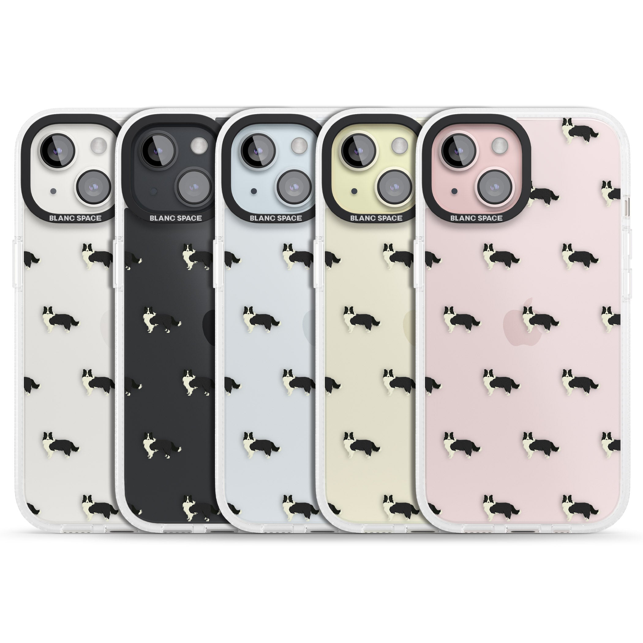 Border Collie Dog Pattern Clear iPhone 15 / 14 / 13 Clear Case Impact Air - Blanc Space