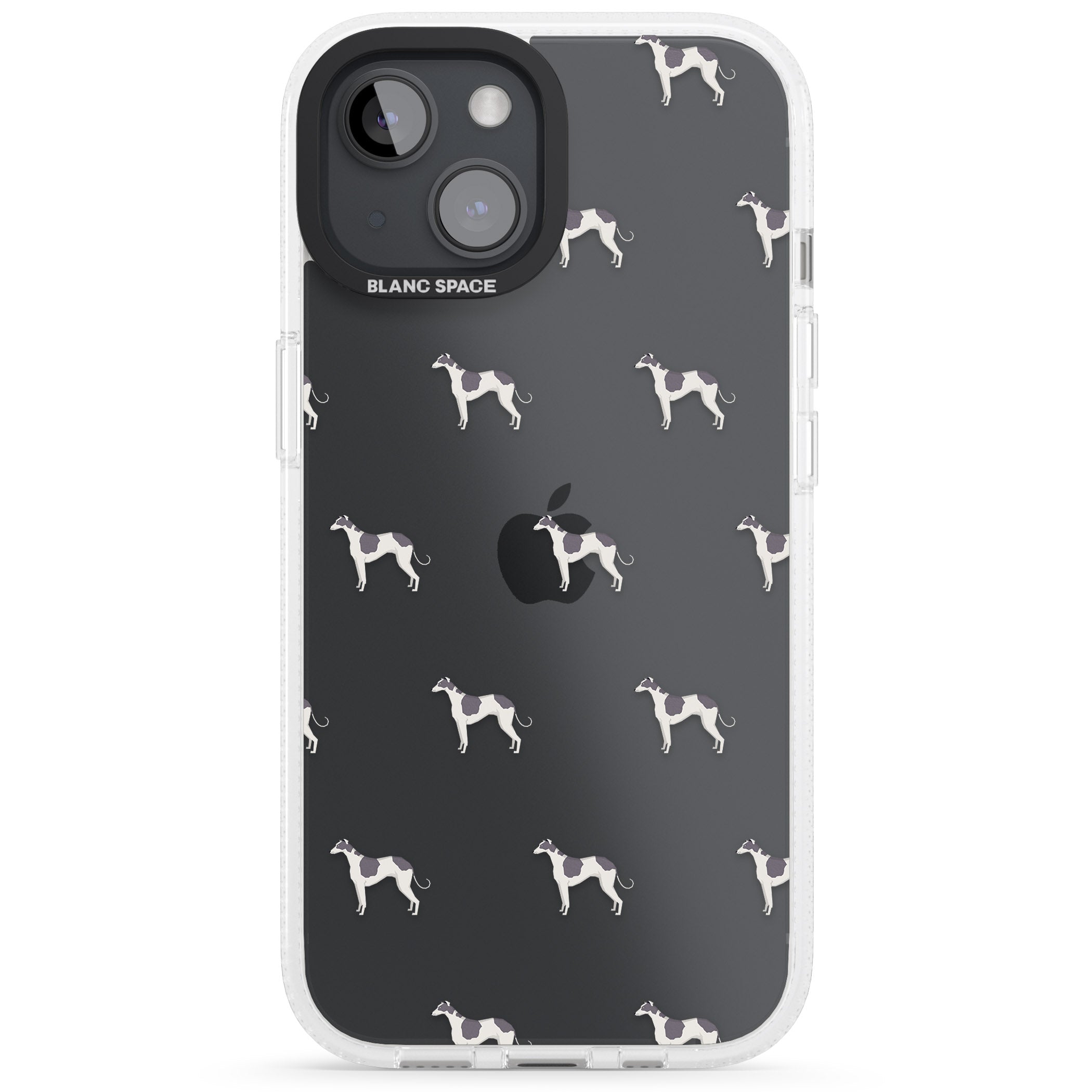 Greyhound Dog Pattern Clear iPhone 15 / 14 / 13 Clear Case Impact Air - Blanc Space