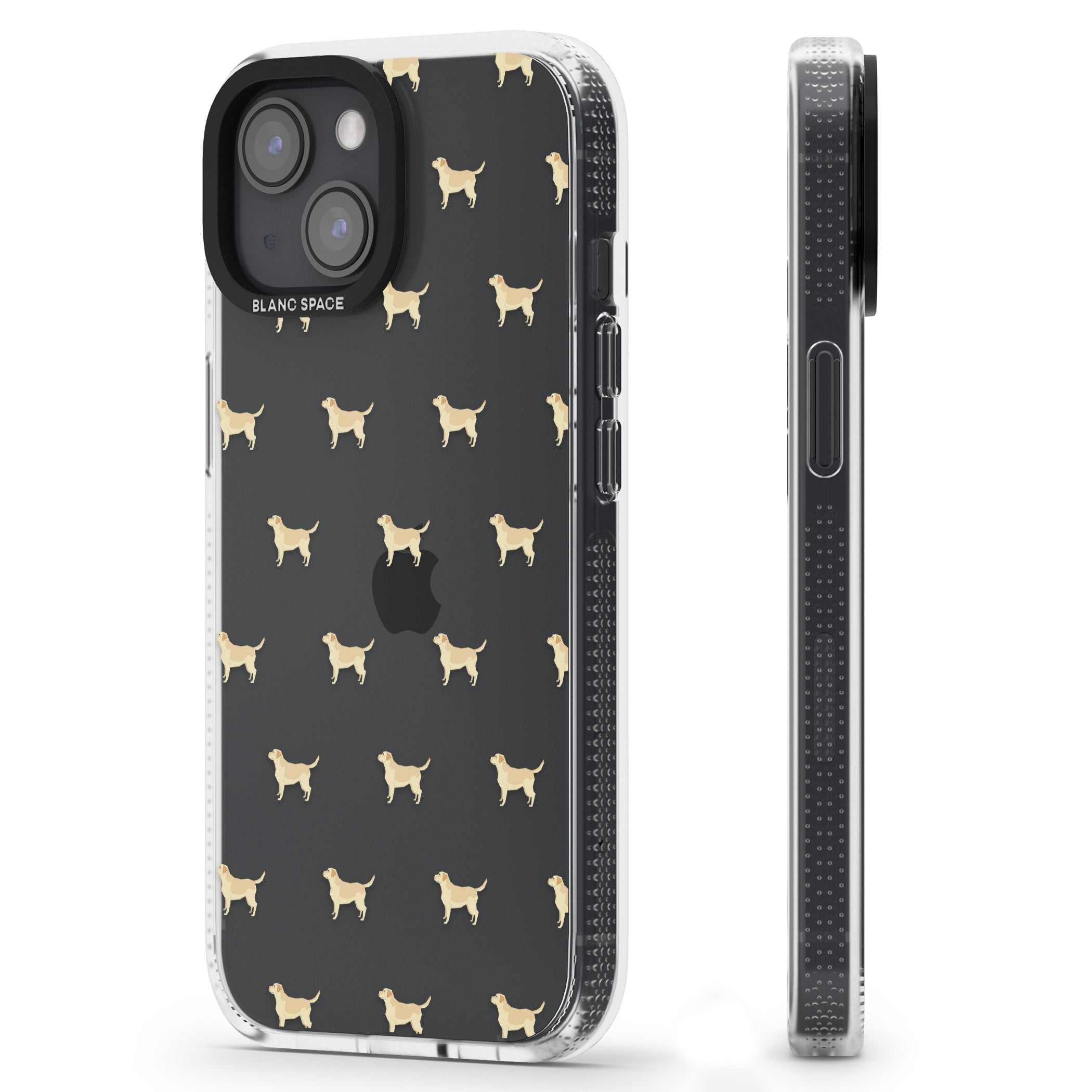 Tan Labrador Dog Pattern Clear iPhone 15 / 14 / 13 Clear Case Impact Air - Blanc Space