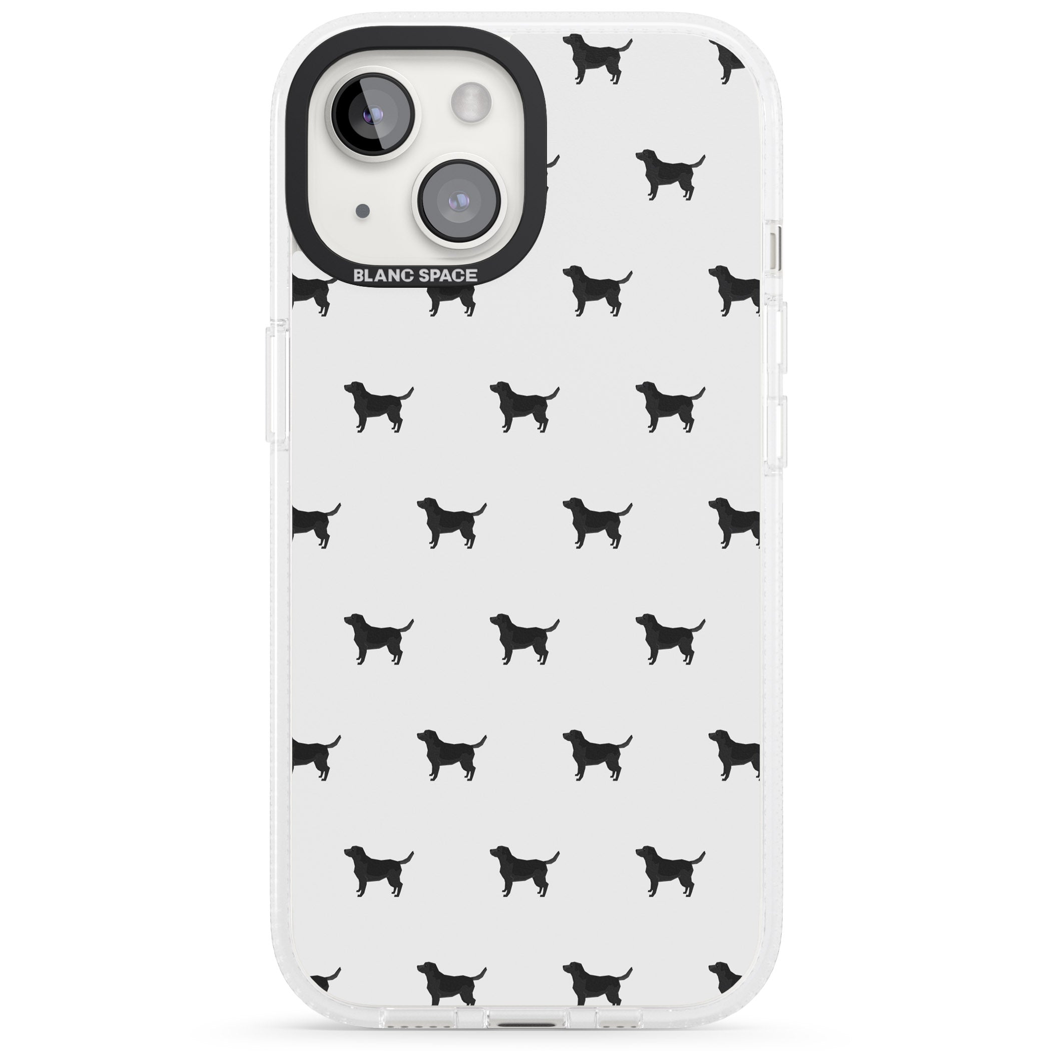 Black Labrador Dog Pattern iPhone 15 / 14 / 13 Clear Case Impact Air - Blanc Space