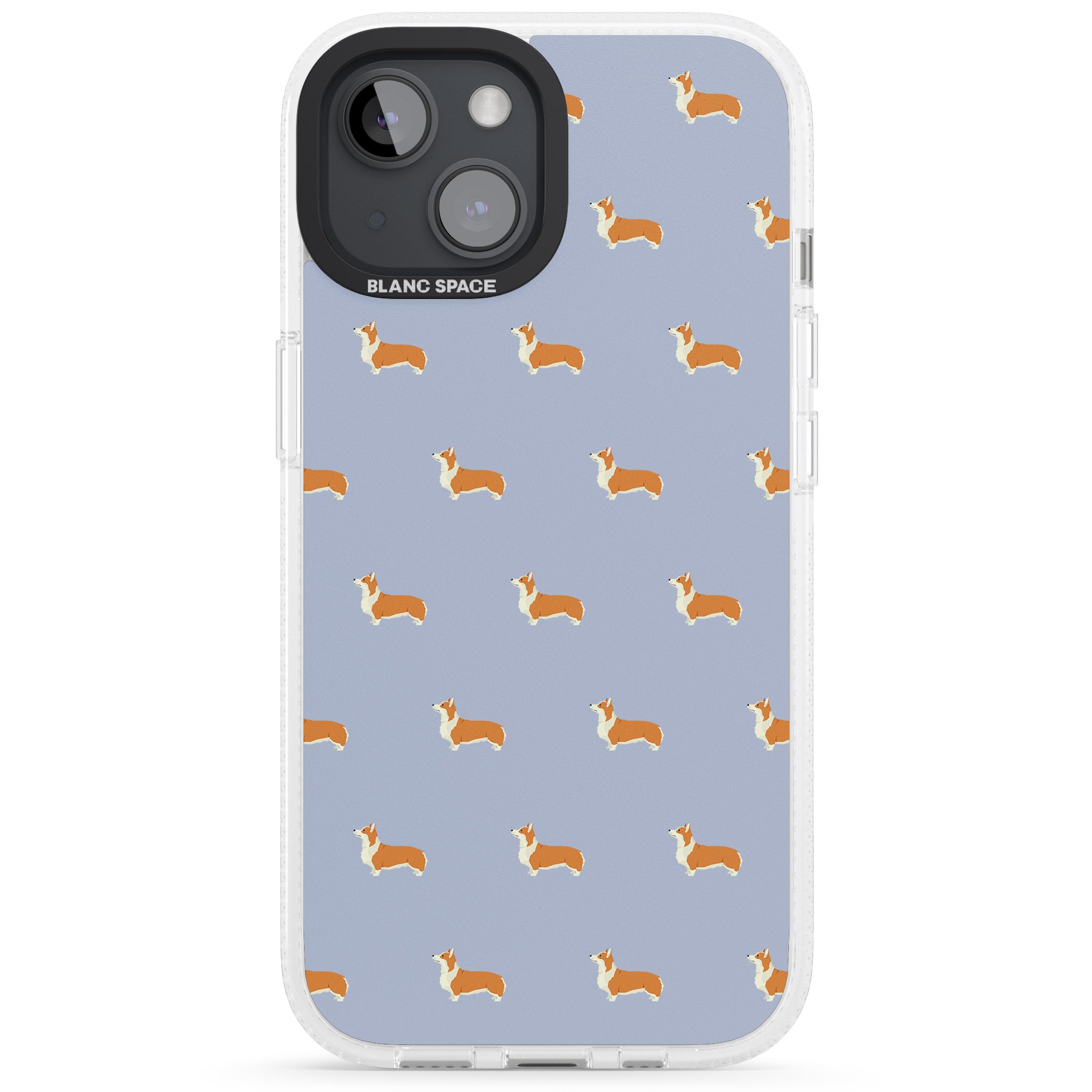 Pembroke Welsh Corgi Dog Pattern iPhone 15 / 14 / 13 Clear Case Impact Air - Blanc Space
