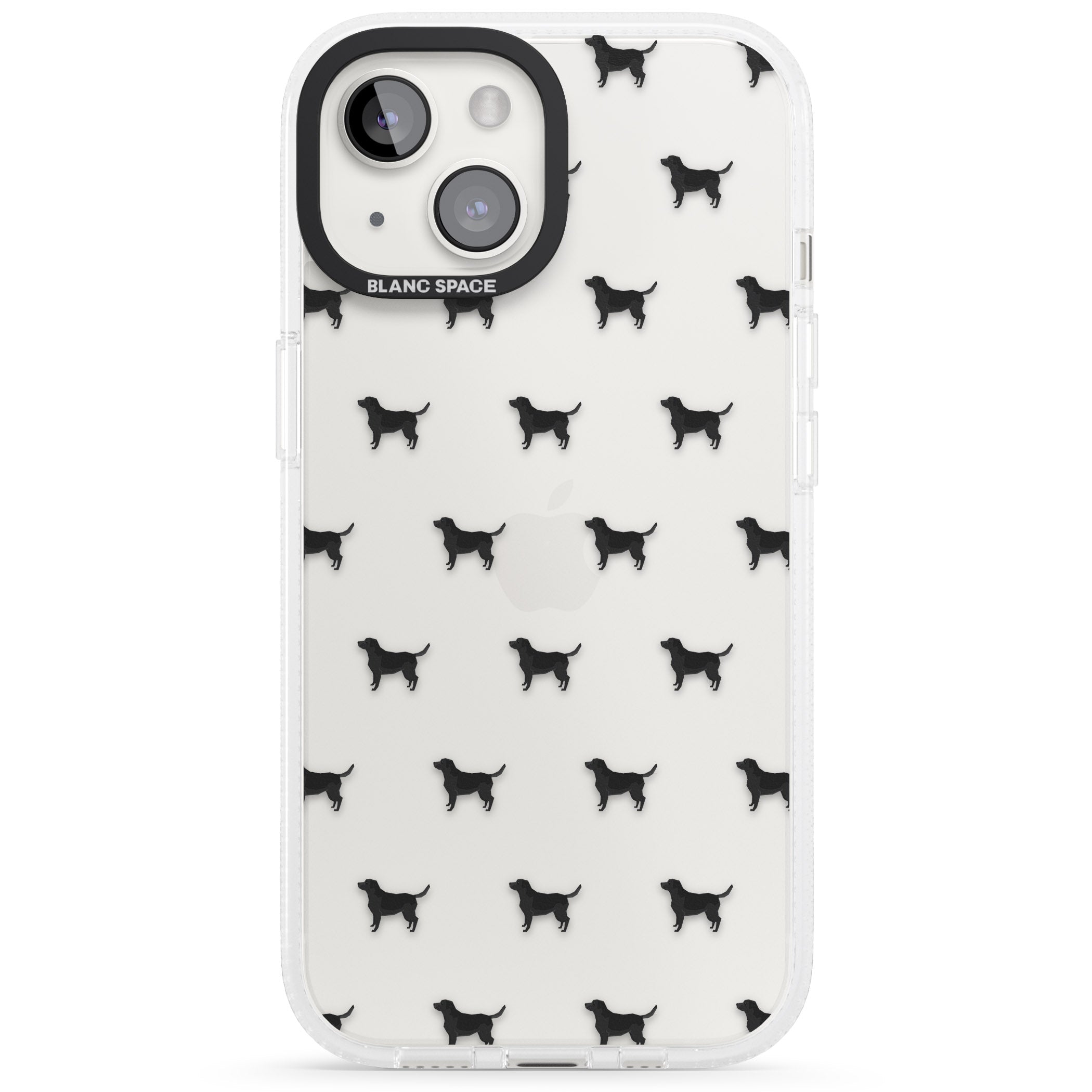 Black Labrador Dog Pattern Clear iPhone 15 / 14 / 13 Clear Case Impact Air - Blanc Space