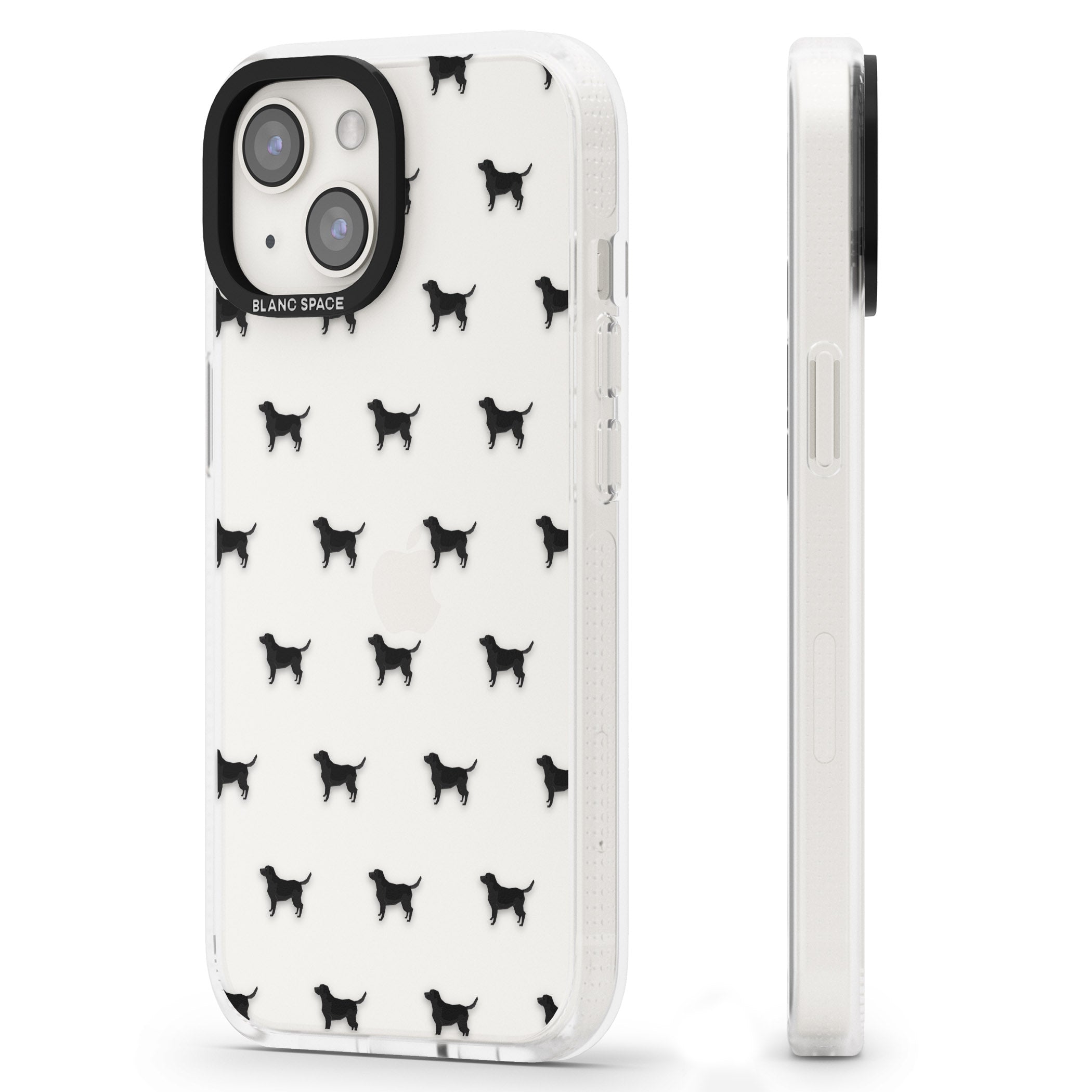 Black Labrador Dog Pattern Clear iPhone 15 / 14 / 13 Clear Case Impact Air - Blanc Space