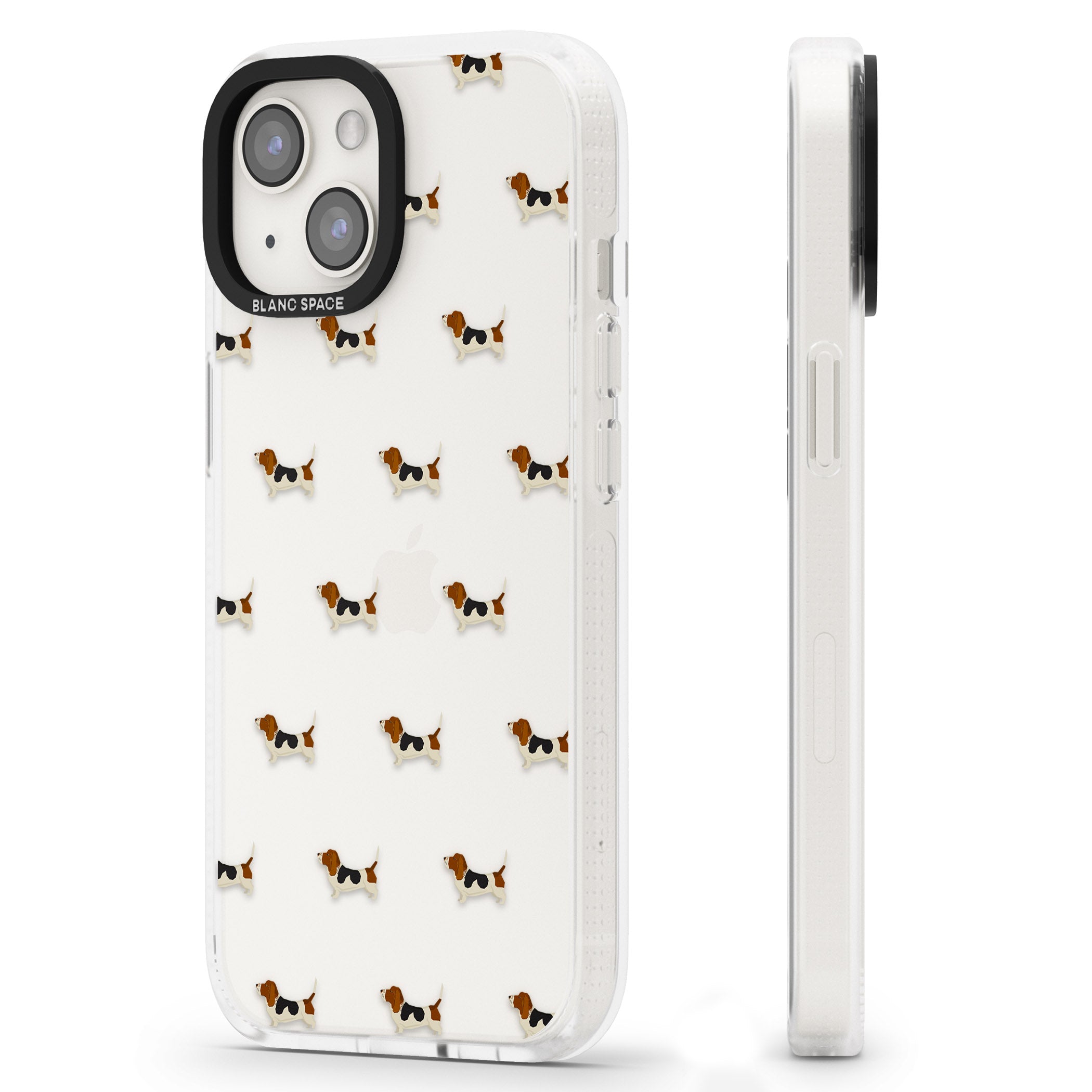 Basset Hound Dog Pattern Clear iPhone 15 / 14 / 13 Clear Case Impact Air - Blanc Space