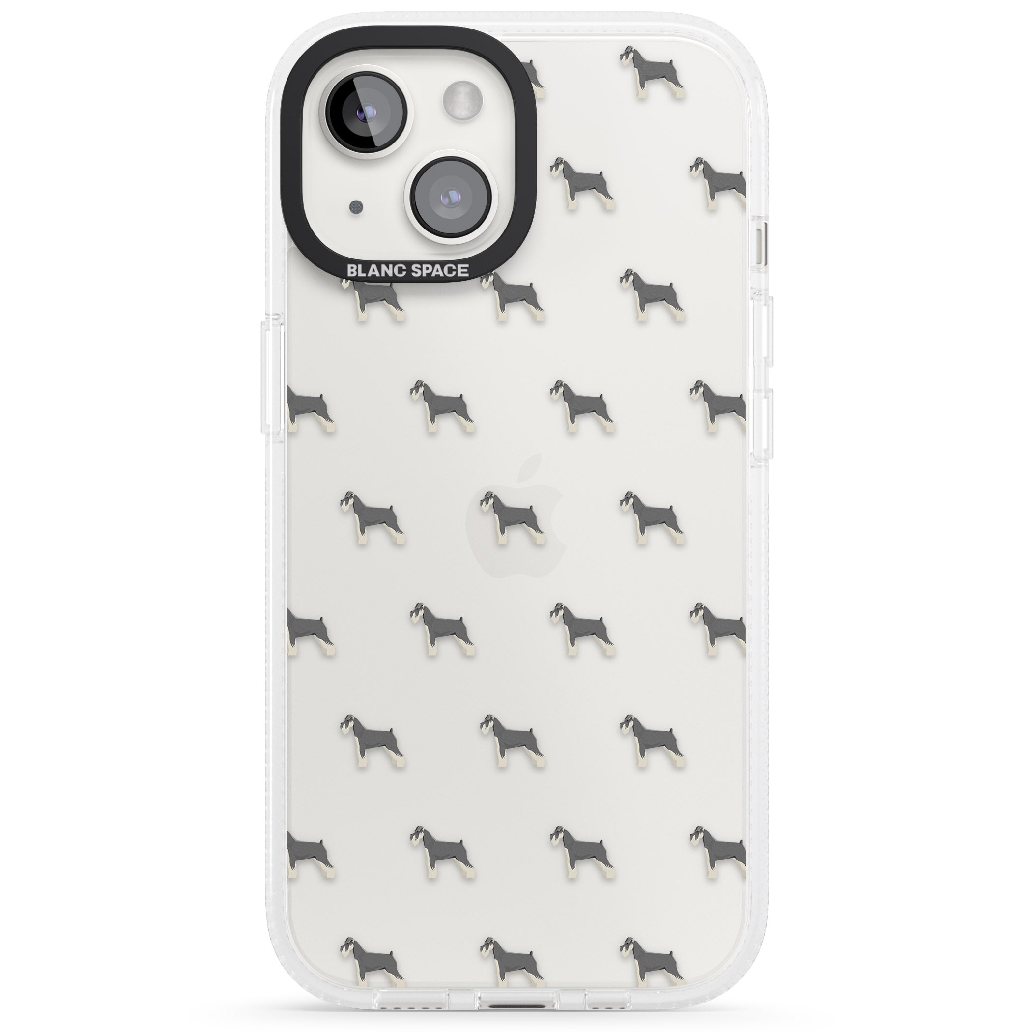 Schnauzer Dog Pattern Clear iPhone 15 / 14 / 13 Clear Case Impact Air - Blanc Space