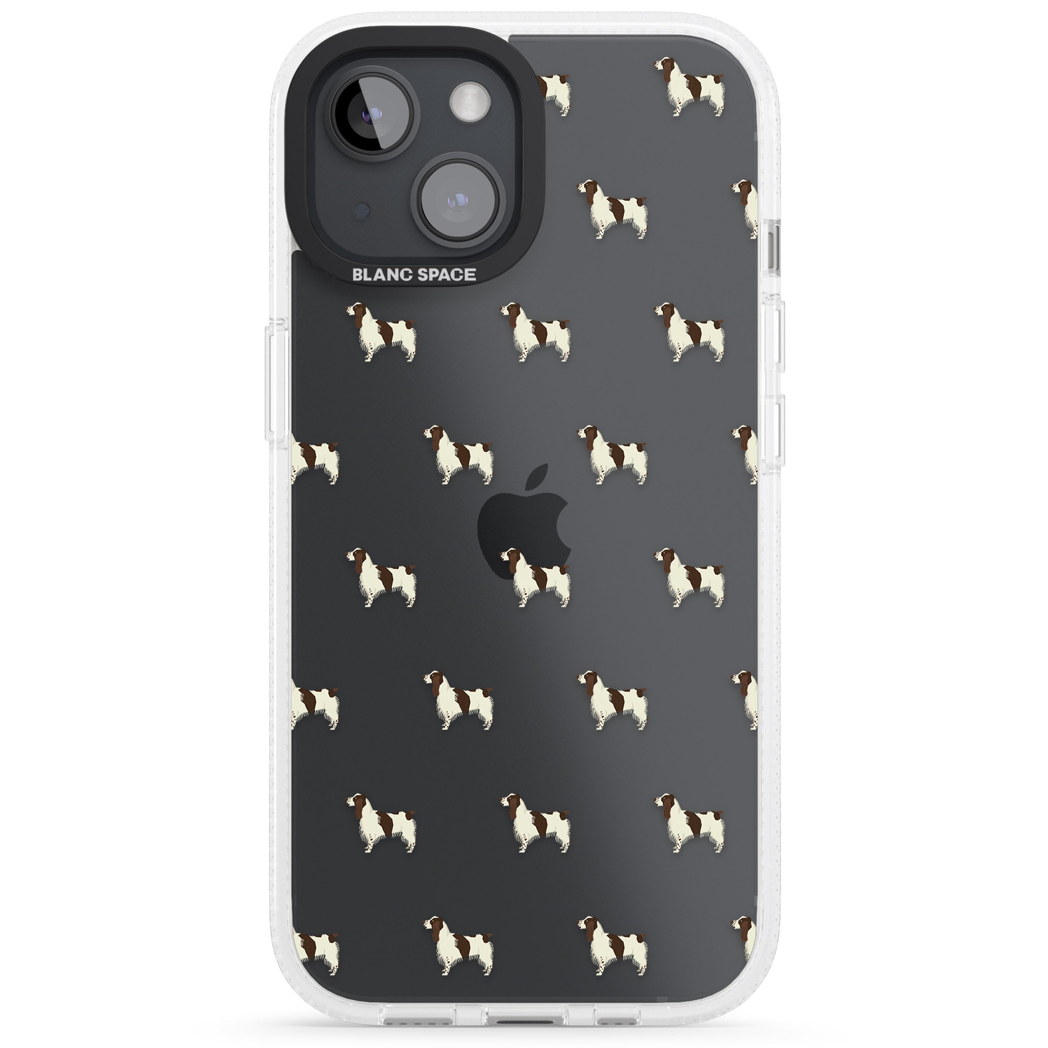 English Springer Spaniel Dog Pattern Clear iPhone 15 / 14 / 13 Clear Case Impact Air - Blanc Space