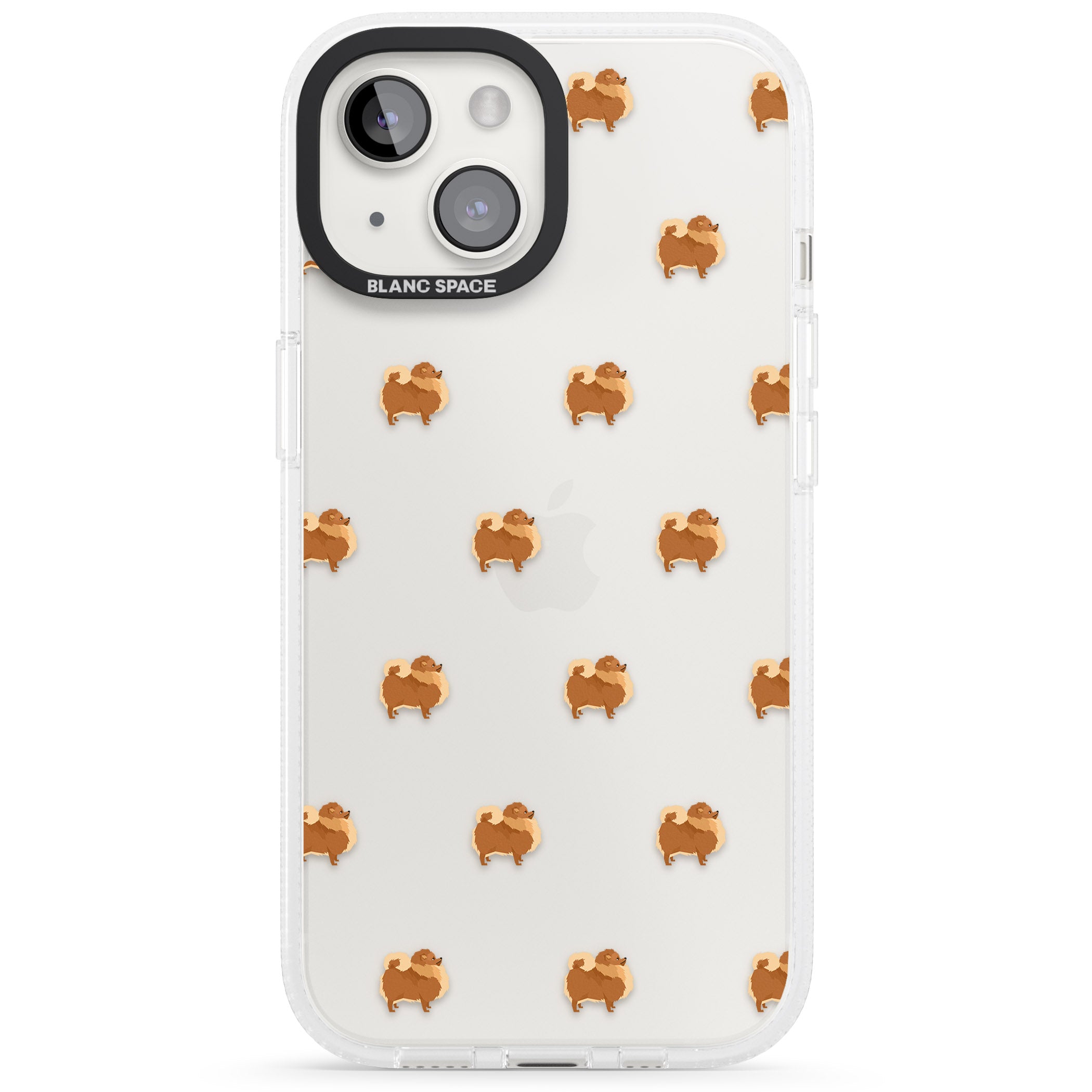 Pomeranian Dog Pattern Clear iPhone 15 / 14 / 13 Clear Case Impact Air - Blanc Space