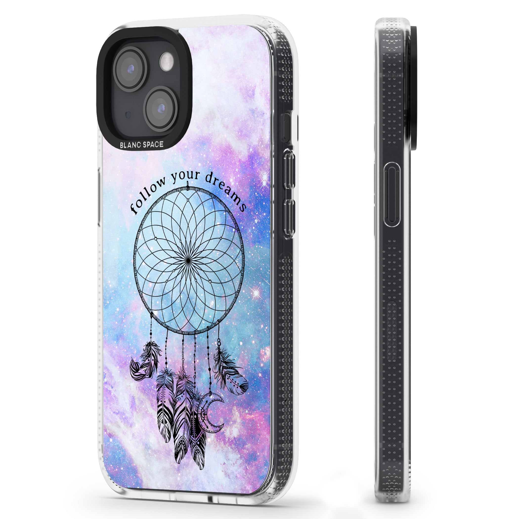 Simple Galaxy Pattern Dreamcatcher iPhone 15 / 14 / 13 Clear Case Impact Air - Blanc Space