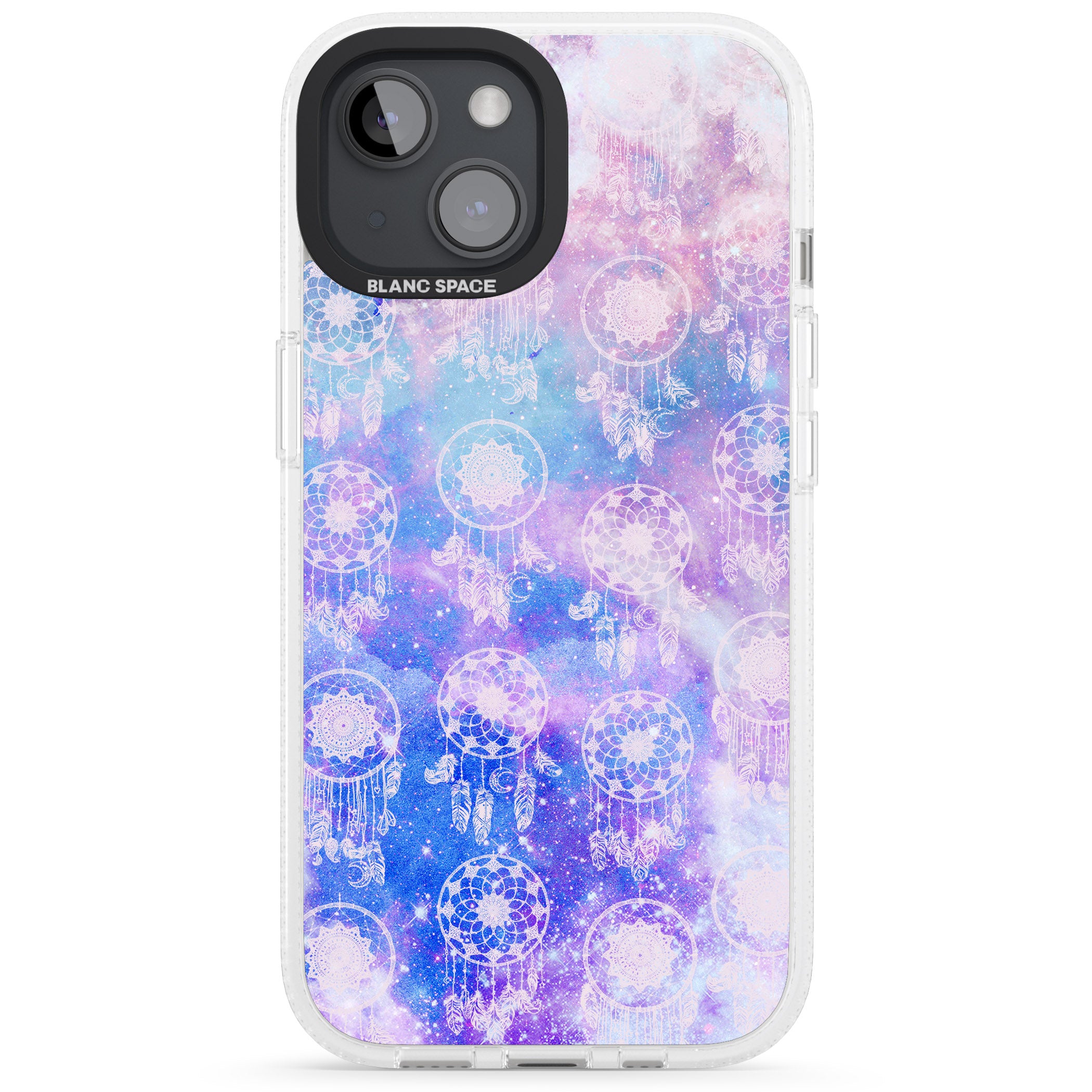 Dreamcatcher Pattern Galaxy Print Tie Dye iPhone 15 / 14 / 13 Clear Case Impact Air - Blanc Space