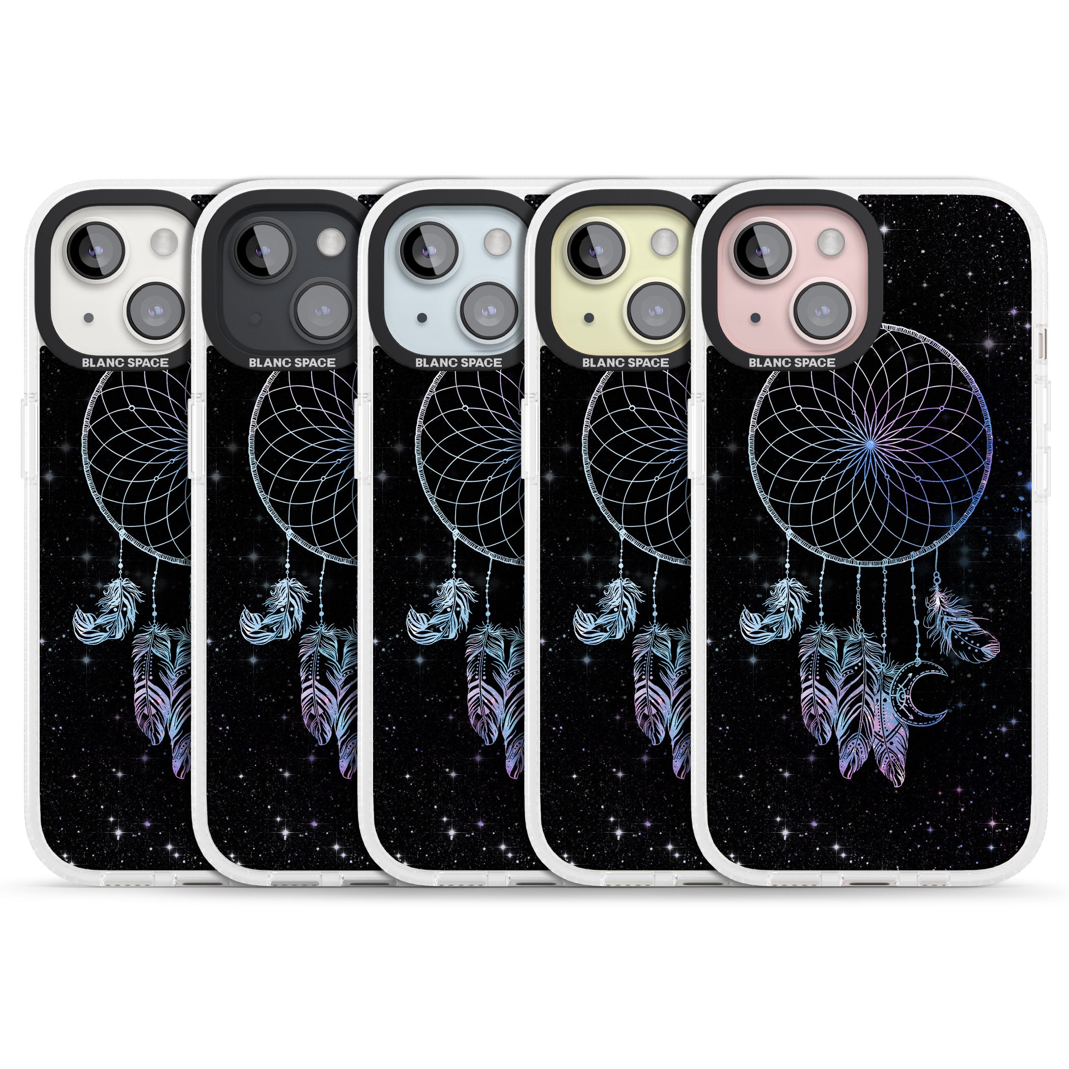 Dreamcatcher Space Stars Galaxy Print iPhone 15 / 14 / 13 Clear Case Impact Air - Blanc Space