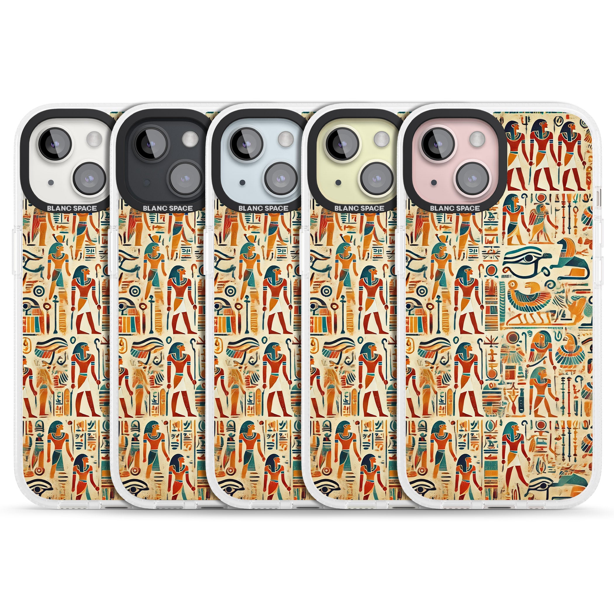 Egyptian Heiroglyphics iPhone 15 / 14 / 13 Clear Case Impact Air - Blanc Space