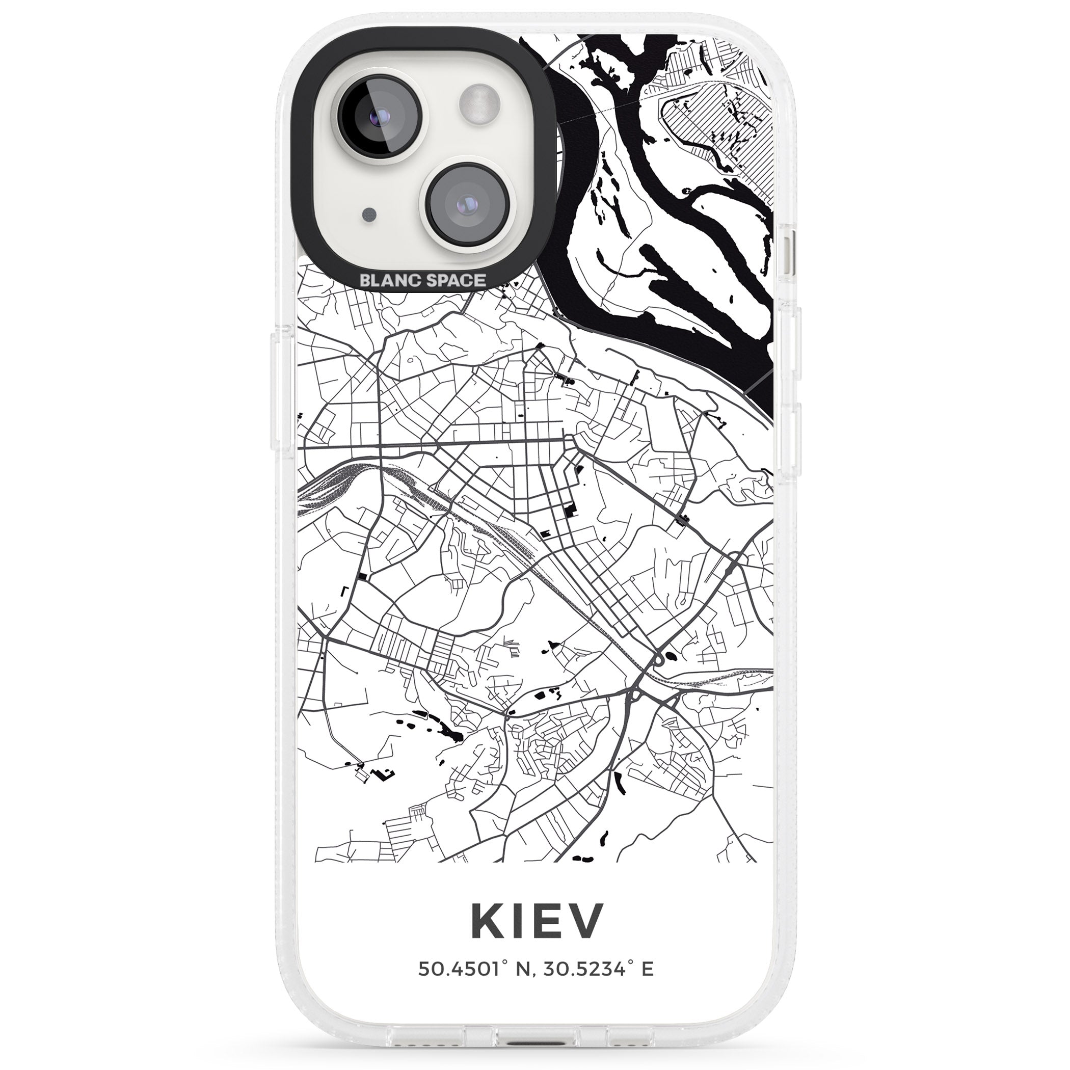 Map of Kiev, Ukraine iPhone 15 / 14 / 13 Clear Case Impact Air - Blanc Space