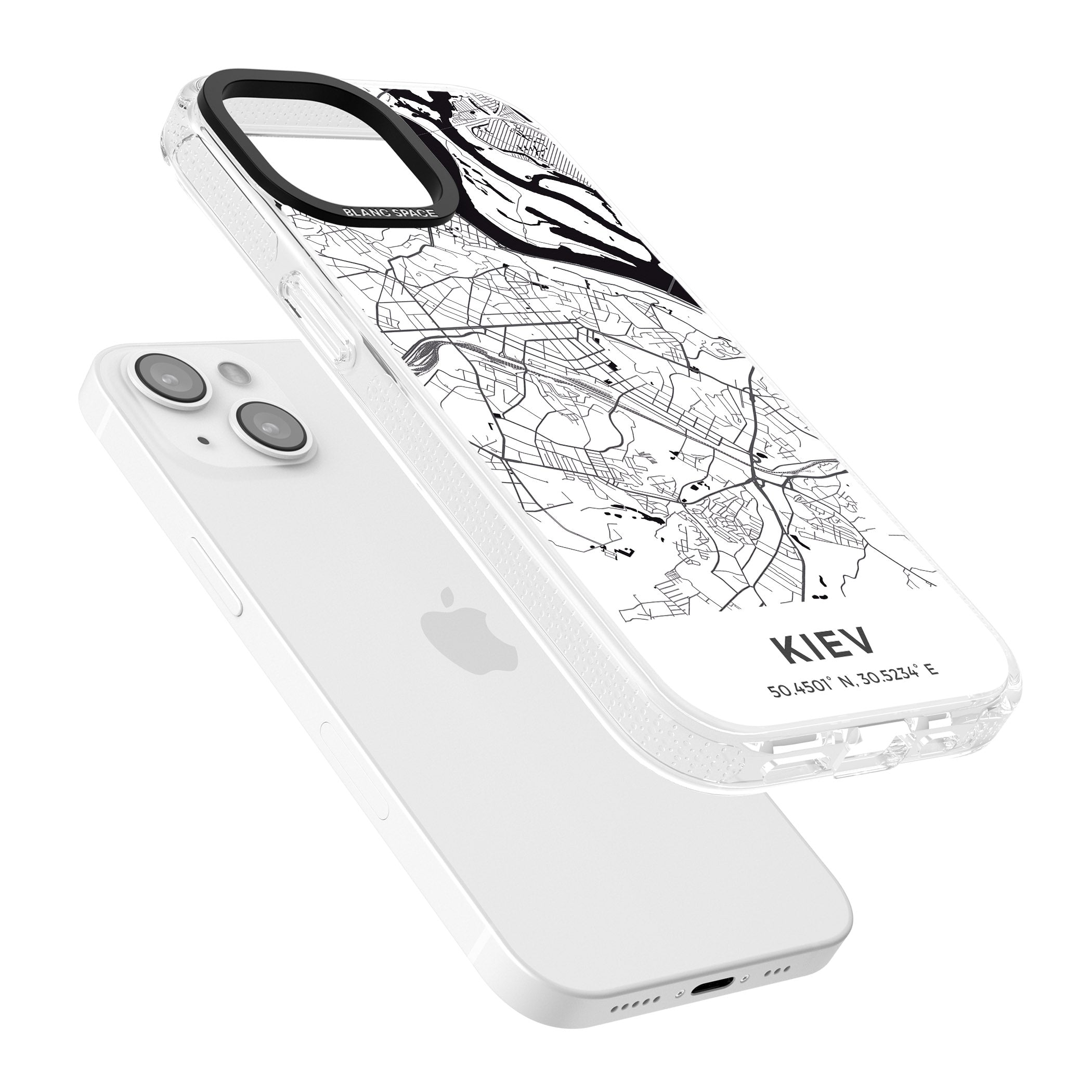 Map of Kiev, Ukraine iPhone 15 / 14 / 13 Clear Case Impact Air - Blanc Space