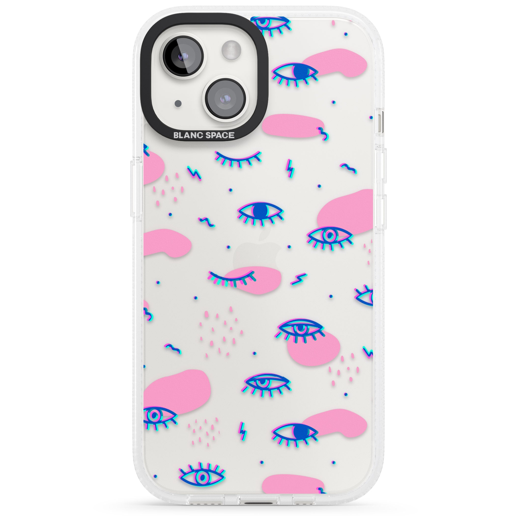Pink Eye Blotches iPhone 15 / 14 / 13 Clear Case Impact Air - Blanc Space