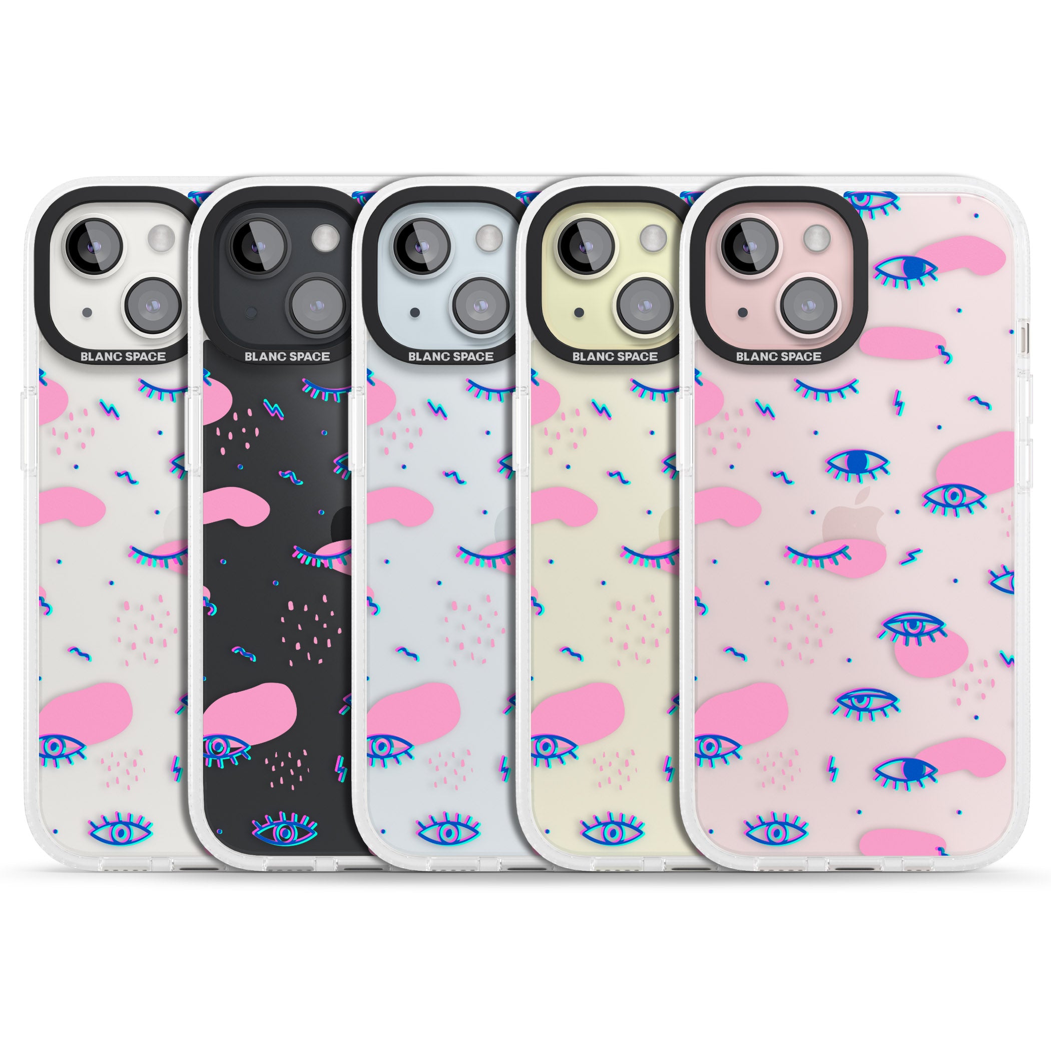 Pink Eye Blotches iPhone 15 / 14 / 13 Clear Case Impact Air - Blanc Space