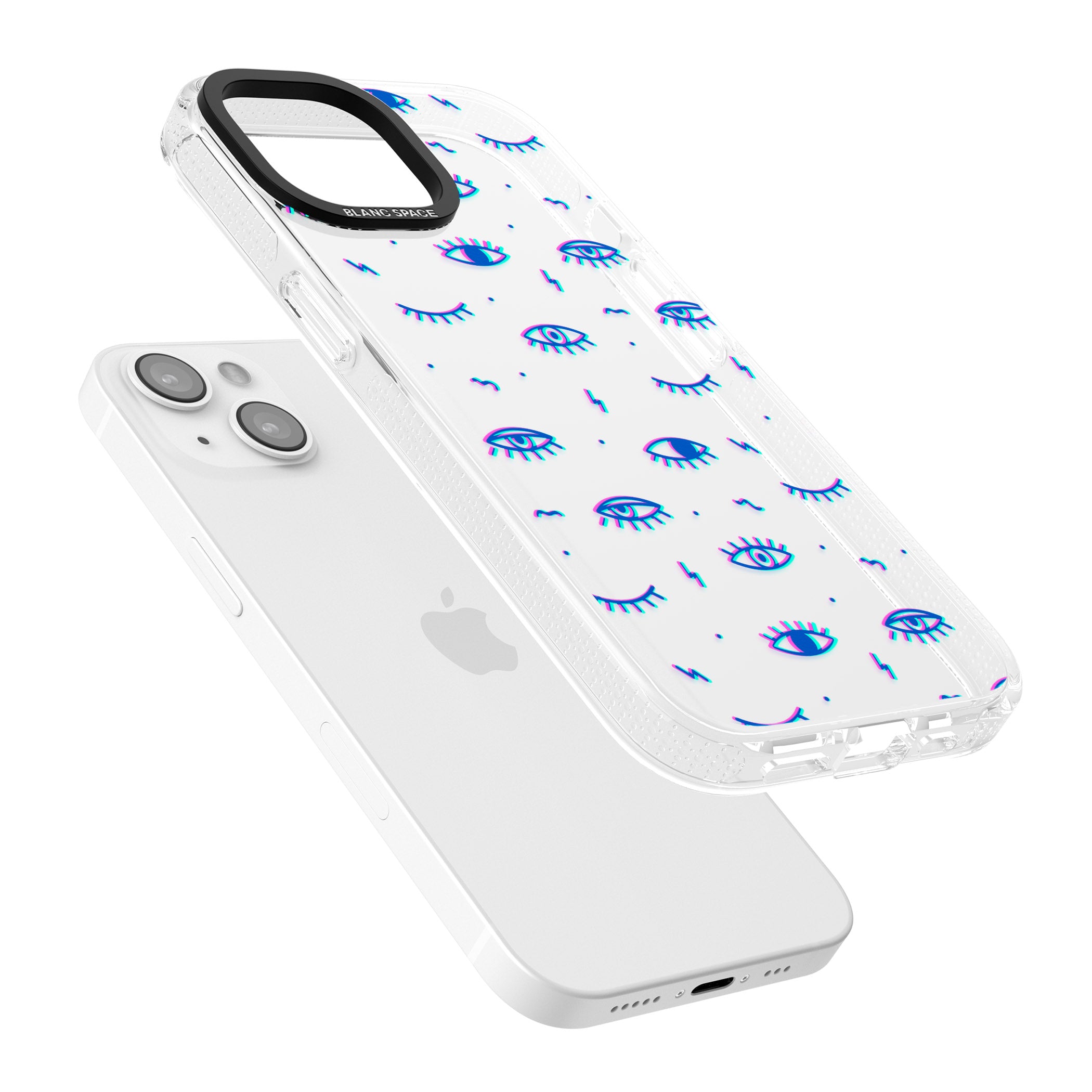 Duotone Psychedelic Eyes iPhone 15 / 14 / 13 Clear Case Impact Air - Blanc Space
