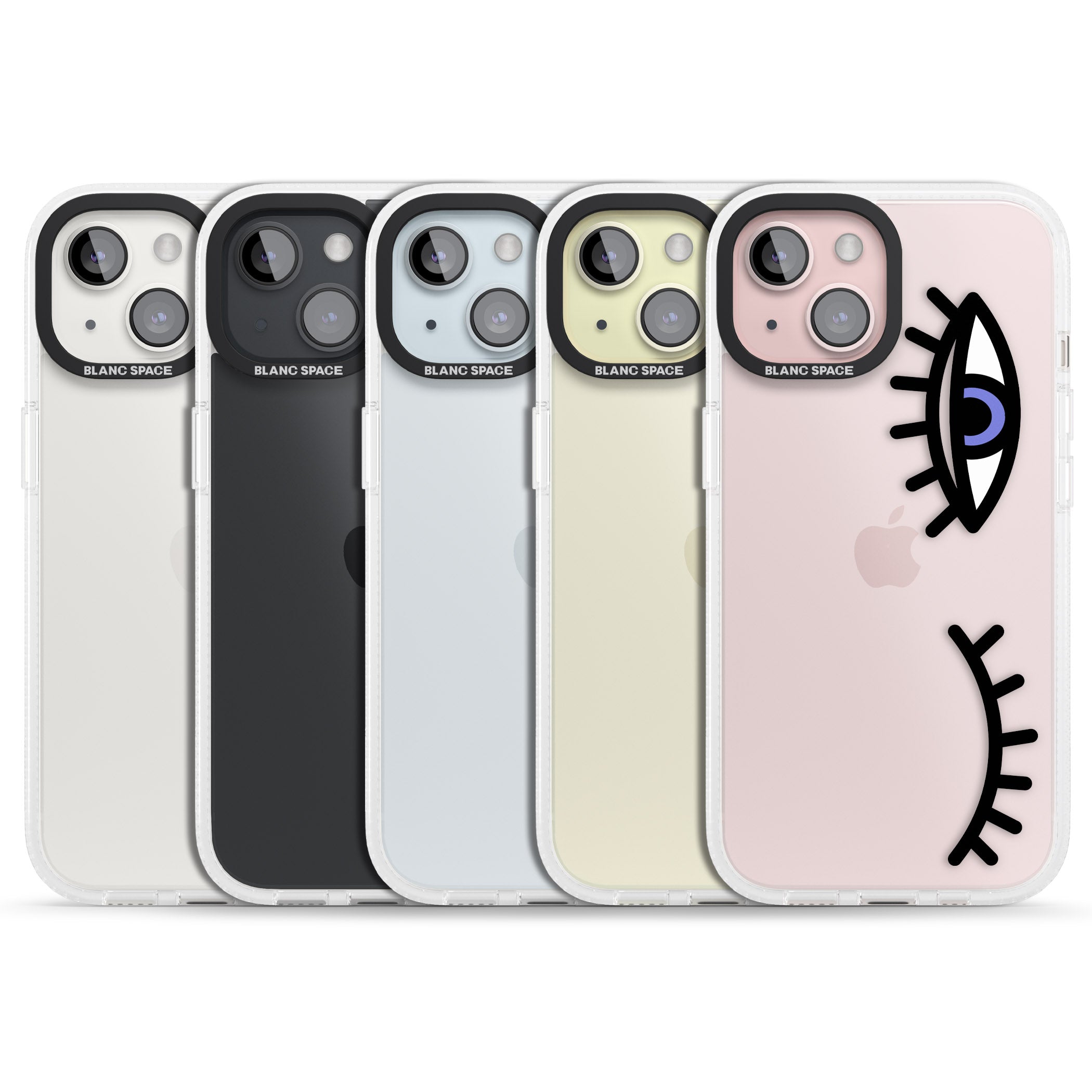 Winking Eyes Transparent Pattern iPhone 15 / 14 / 13 Clear Case Impact Air - Blanc Space