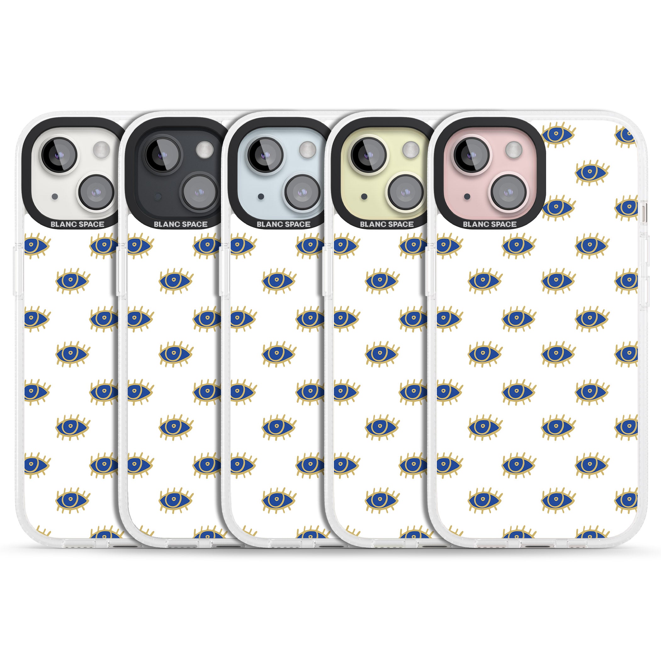 Gold Eyes Psychedelic Eyes Pattern iPhone 15 / 14 / 13 Clear Case Impact Air - Blanc Space