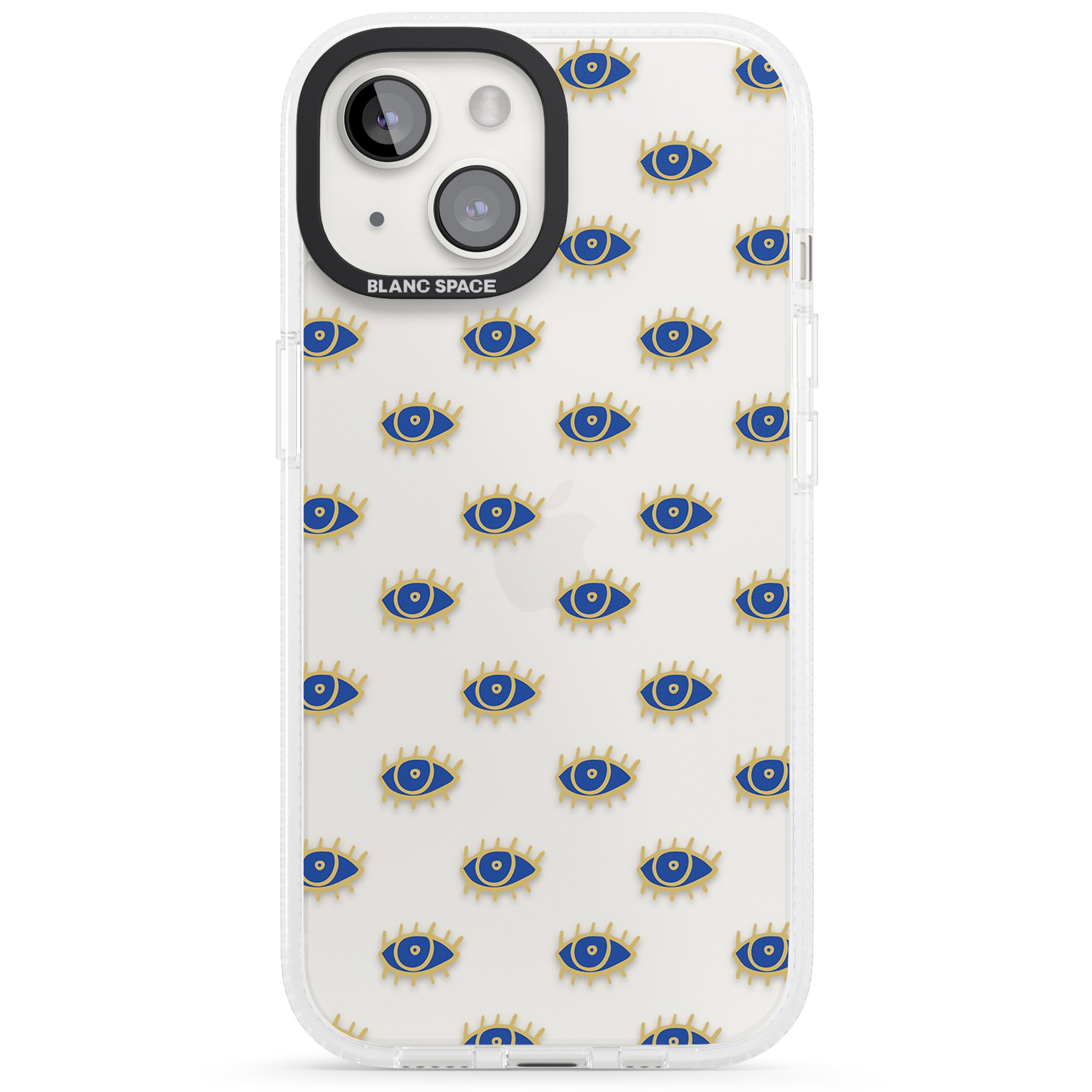 Gold Eyes (Clear) Psychedelic Eyes Pattern iPhone 15 / 14 / 13 Clear Case Impact Air - Blanc Space