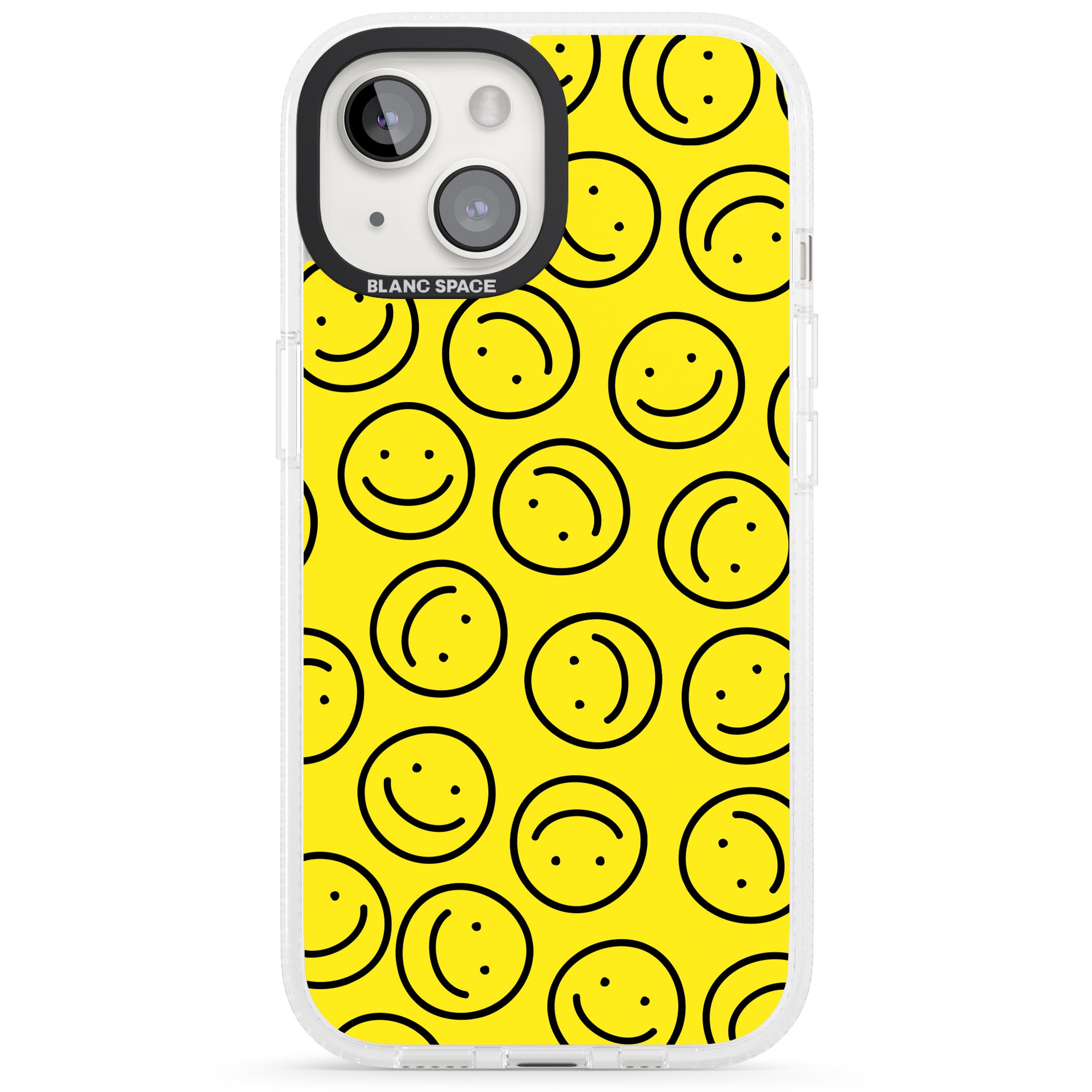 Happy Face Pattern iPhone 15 / 14 / 13 Clear Case Impact Air - Blanc Space