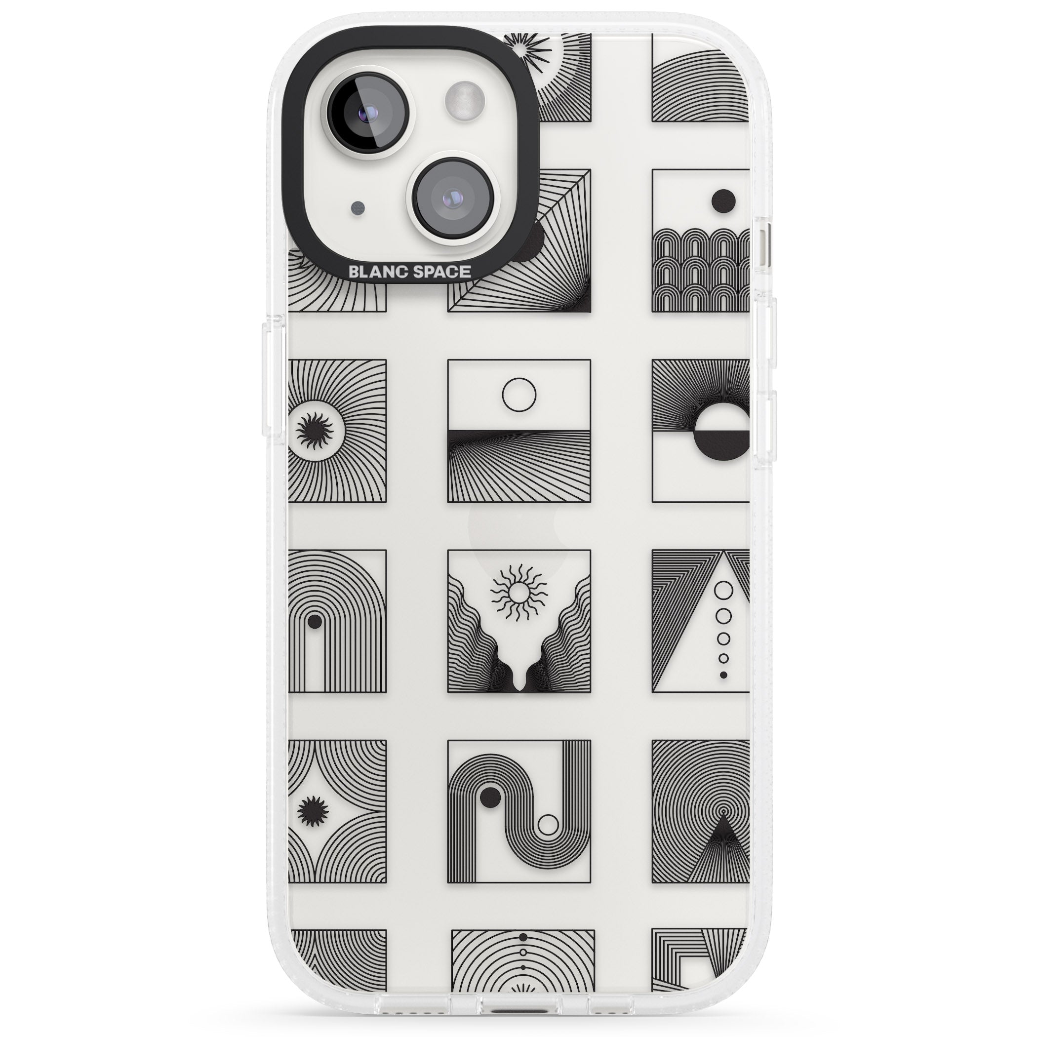 Abstract Lines: Mixed Pattern #2 iPhone 15 / 14 / 13 Clear Case Impact Air - Blanc Space
