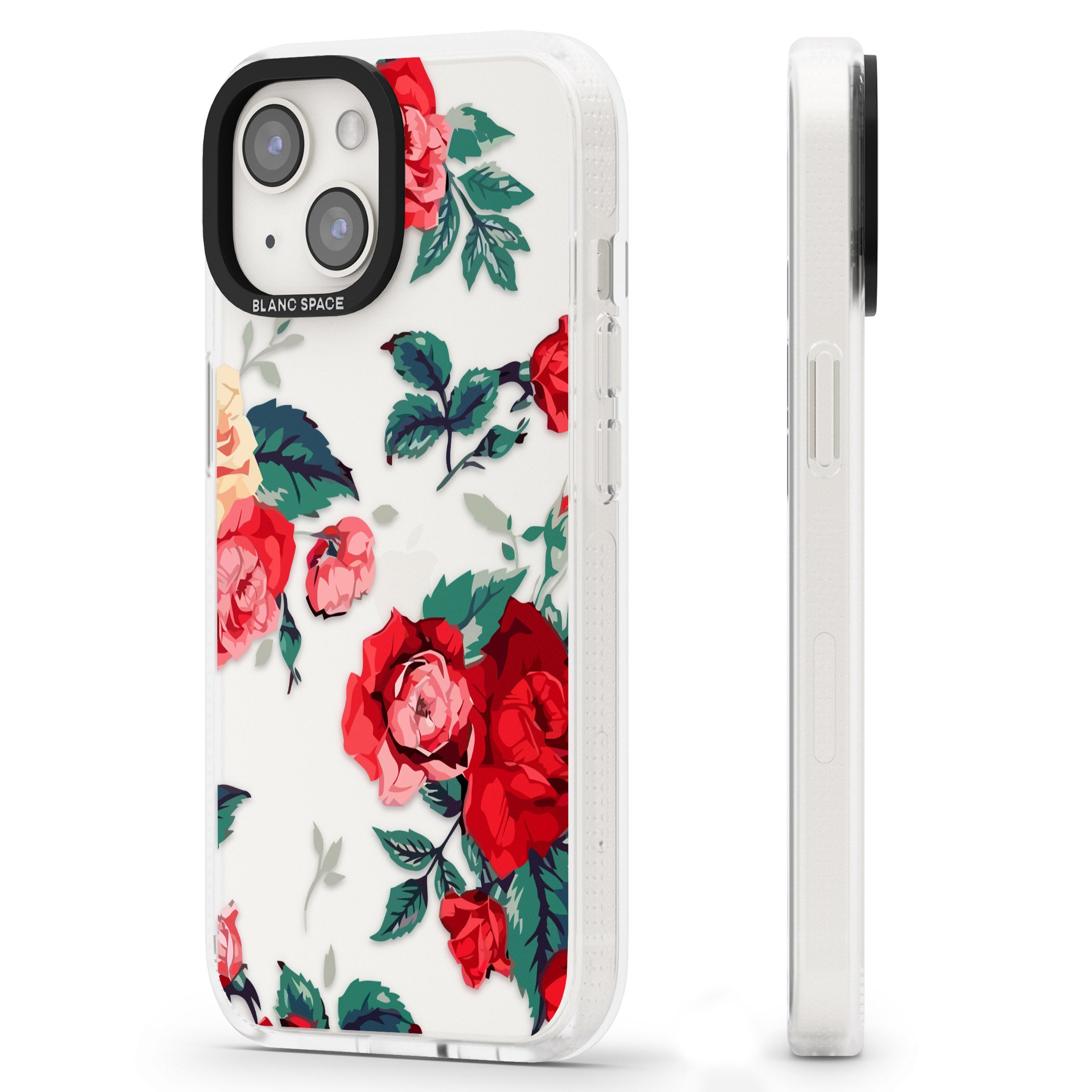 Rose Pattern iPhone 15 / 14 / 13 Clear Case Impact Air - Blanc Space