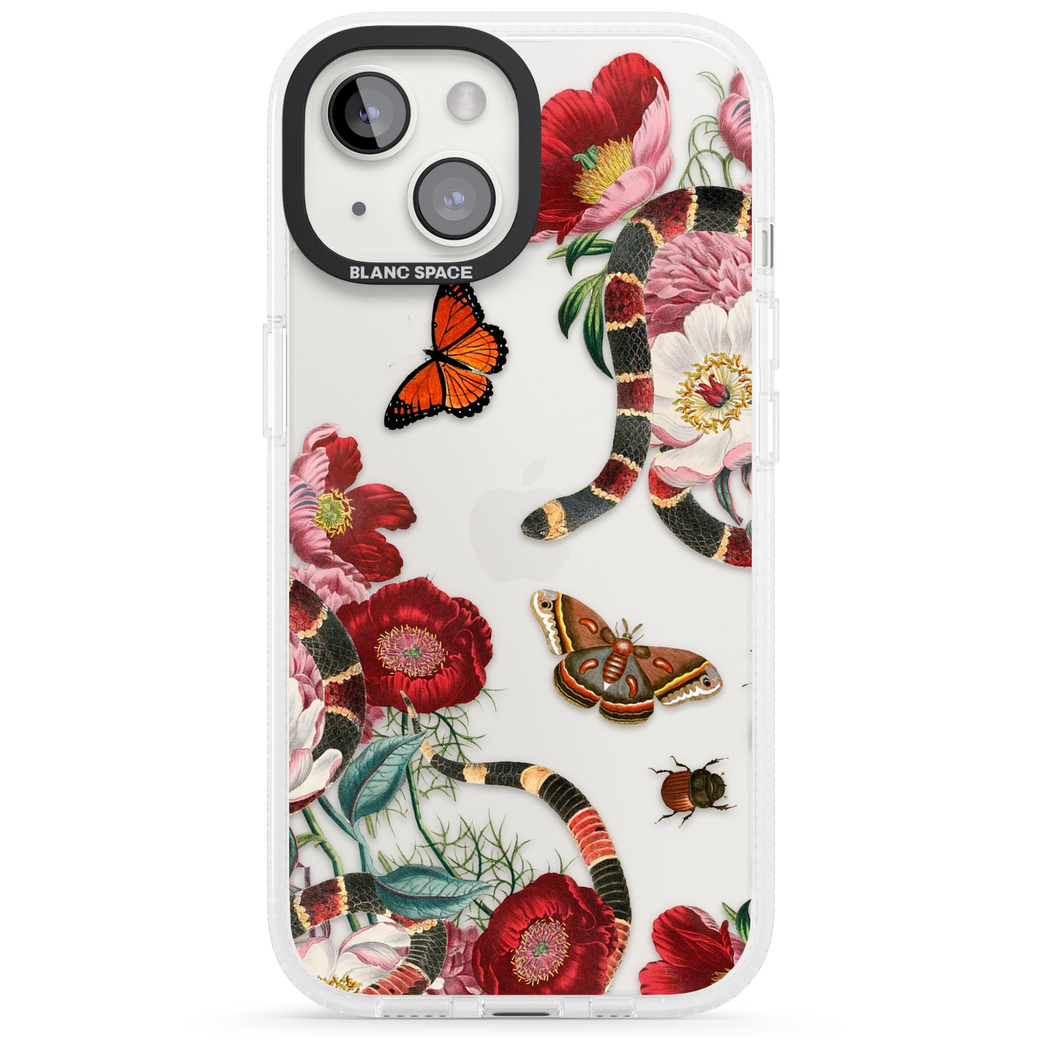 Botanical Snake iPhone 15 / 14 / 13 Clear Case Impact Air - Blanc Space