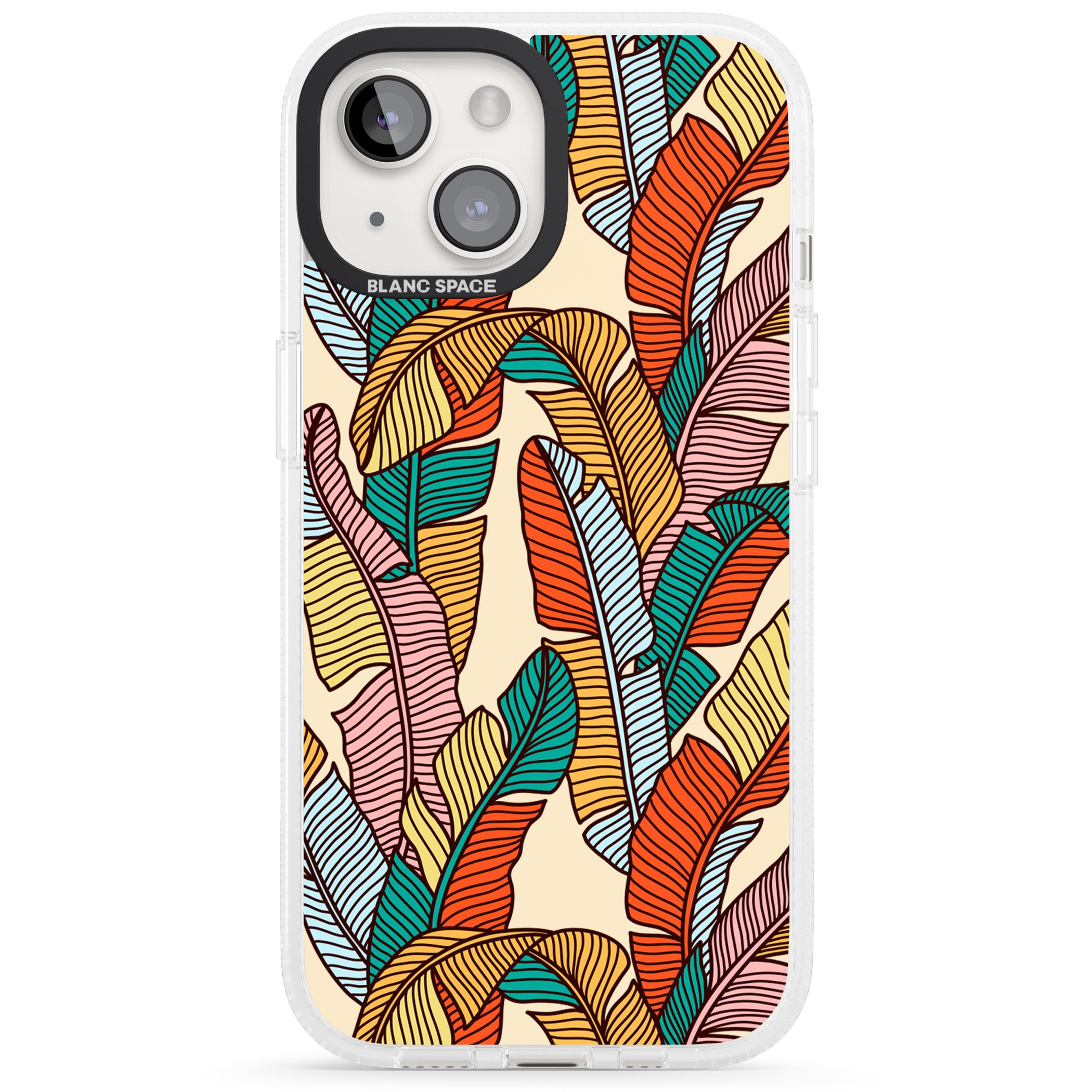 Pastel Palm Leaves iPhone 15 / 14 / 13 Clear Case Impact Air - Blanc Space