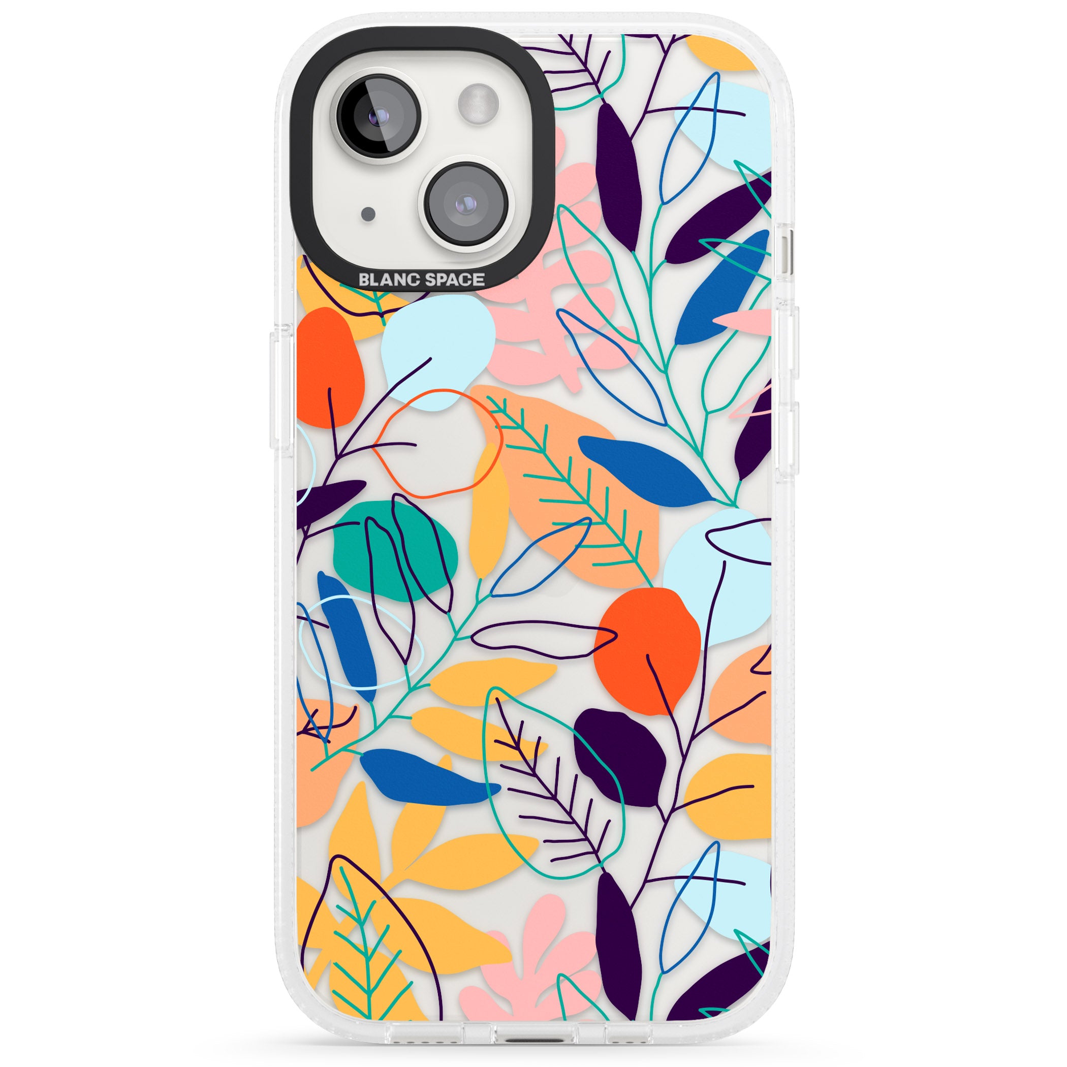 Abstract Line Drawn Leaves iPhone 15 / 14 / 13 Clear Case Impact Air - Blanc Space