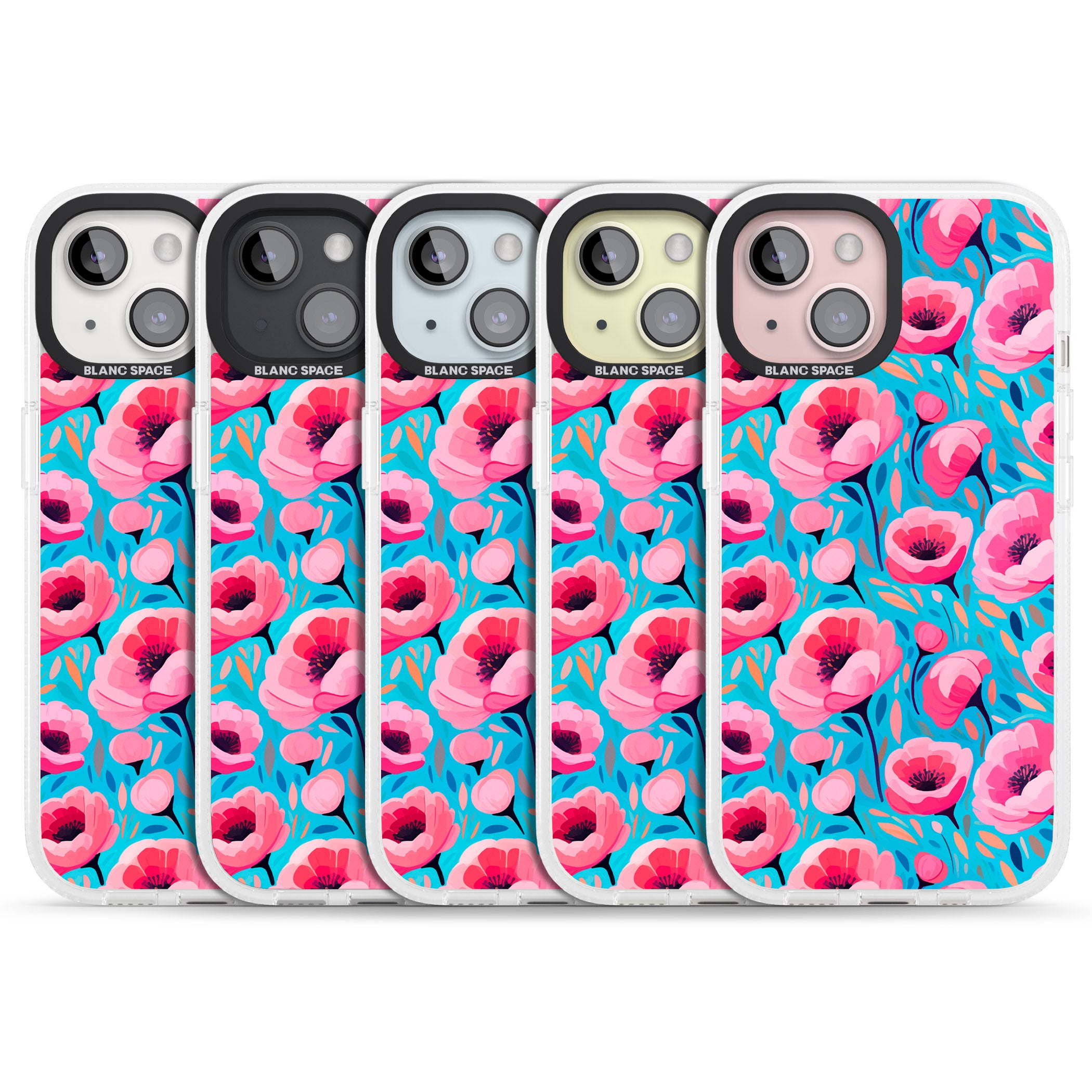 Tropical Pink Poppies iPhone 15 / 14 / 13 Clear Case Impact Air - Blanc Space