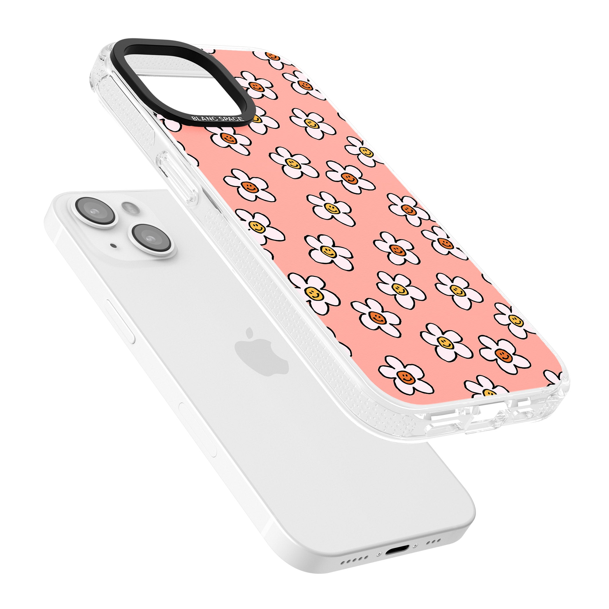 Peachy Daisy Smiles iPhone 15 / 14 / 13 Clear Case Impact Air - Blanc Space