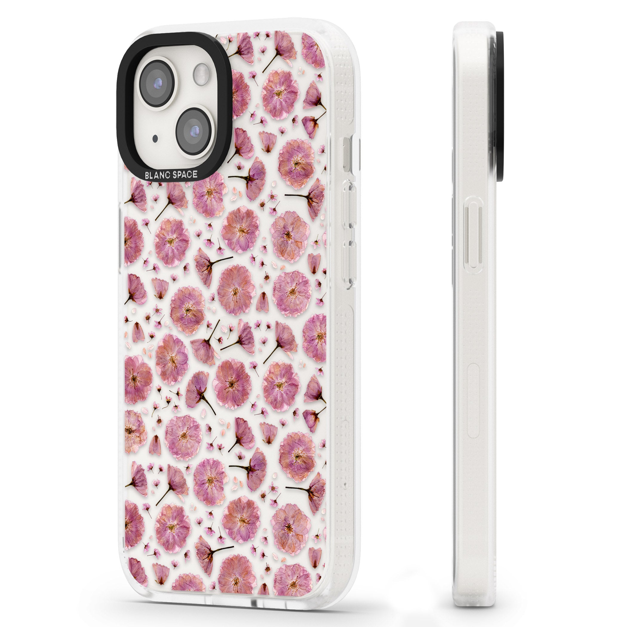 Pink Flowers & Blossoms Transparent Design iPhone 15 / 14 / 13 Clear Case Impact Air - Blanc Space