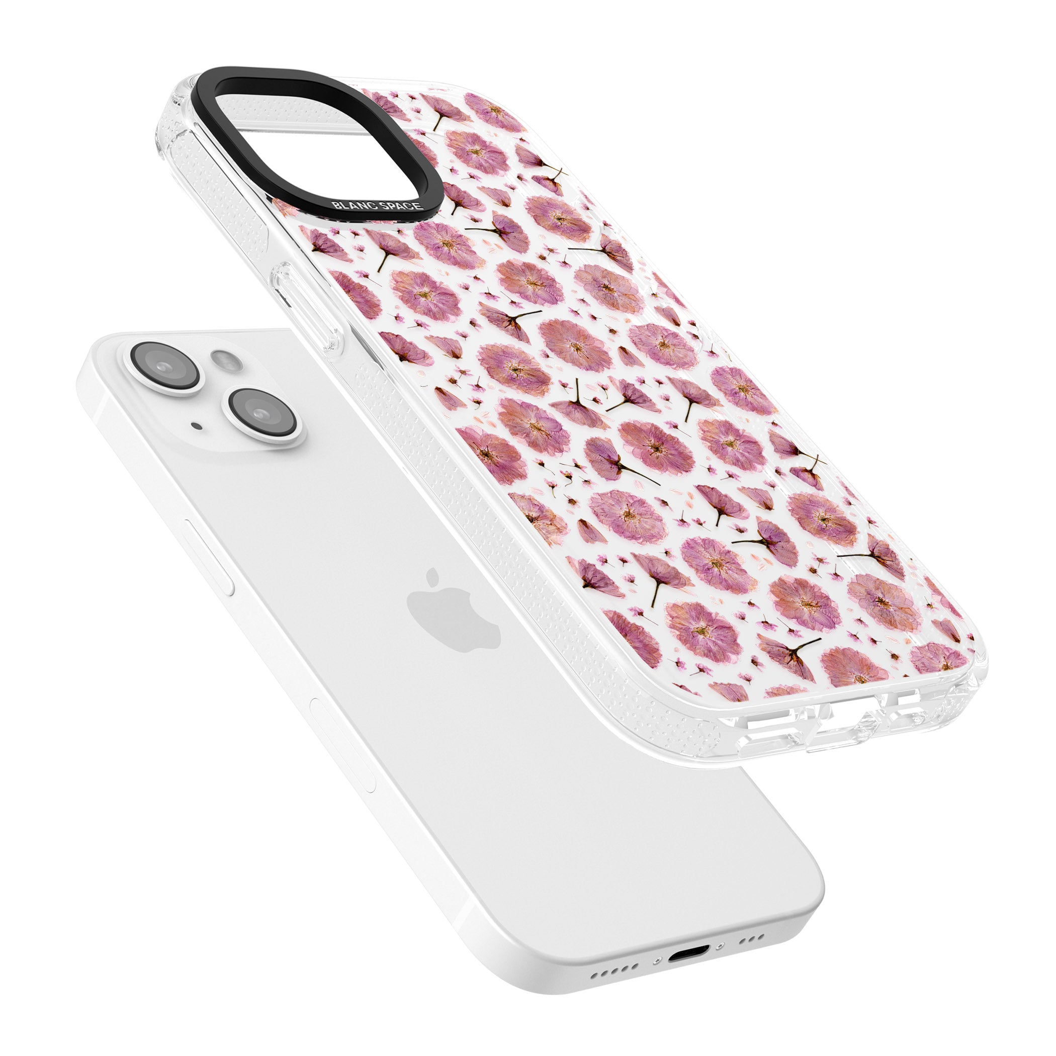 Pink Flowers & Blossoms Transparent Design iPhone 15 / 14 / 13 Clear Case Impact Air - Blanc Space