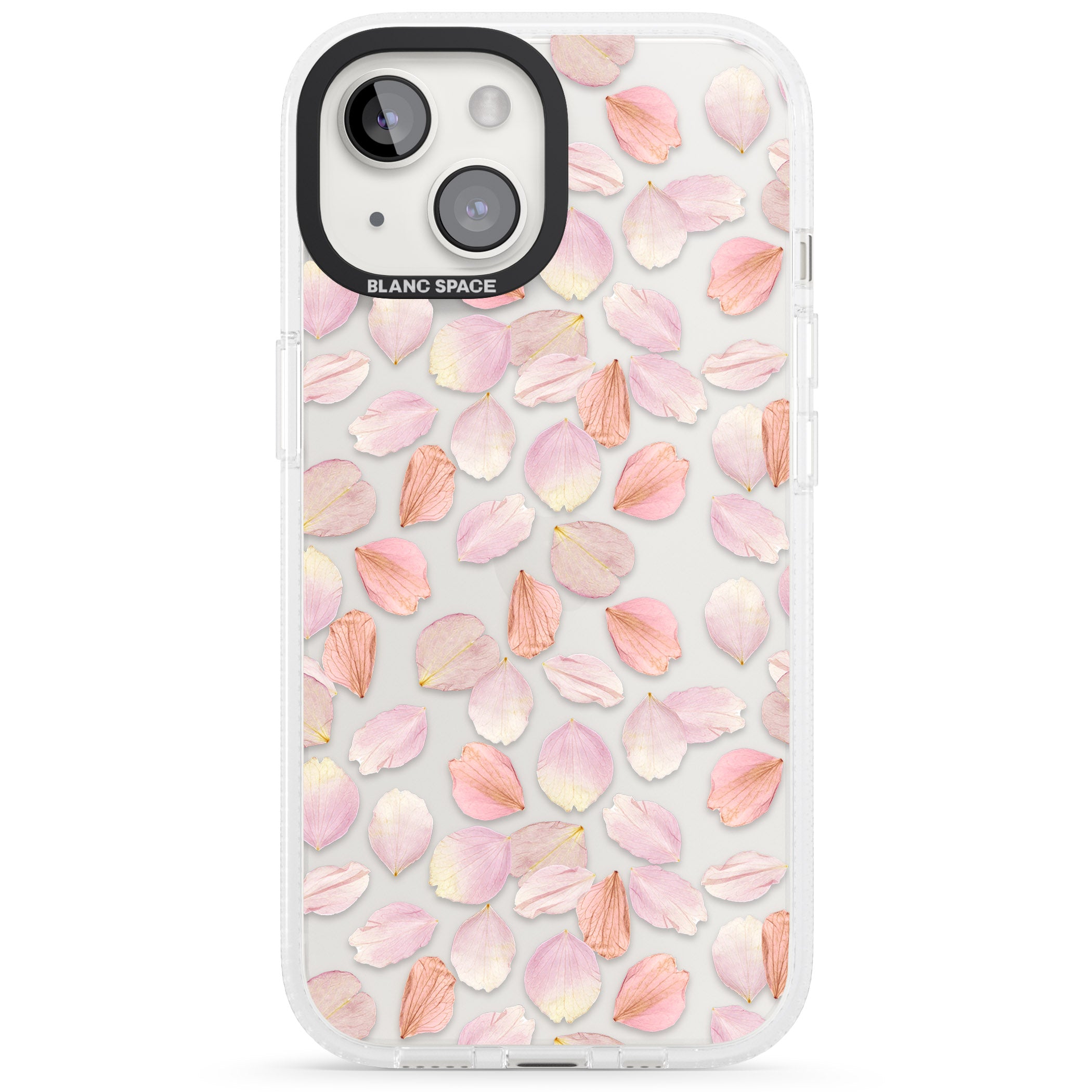 Pink Petals Transparent Design iPhone 15 / 14 / 13 Clear Case Impact Air - Blanc Space