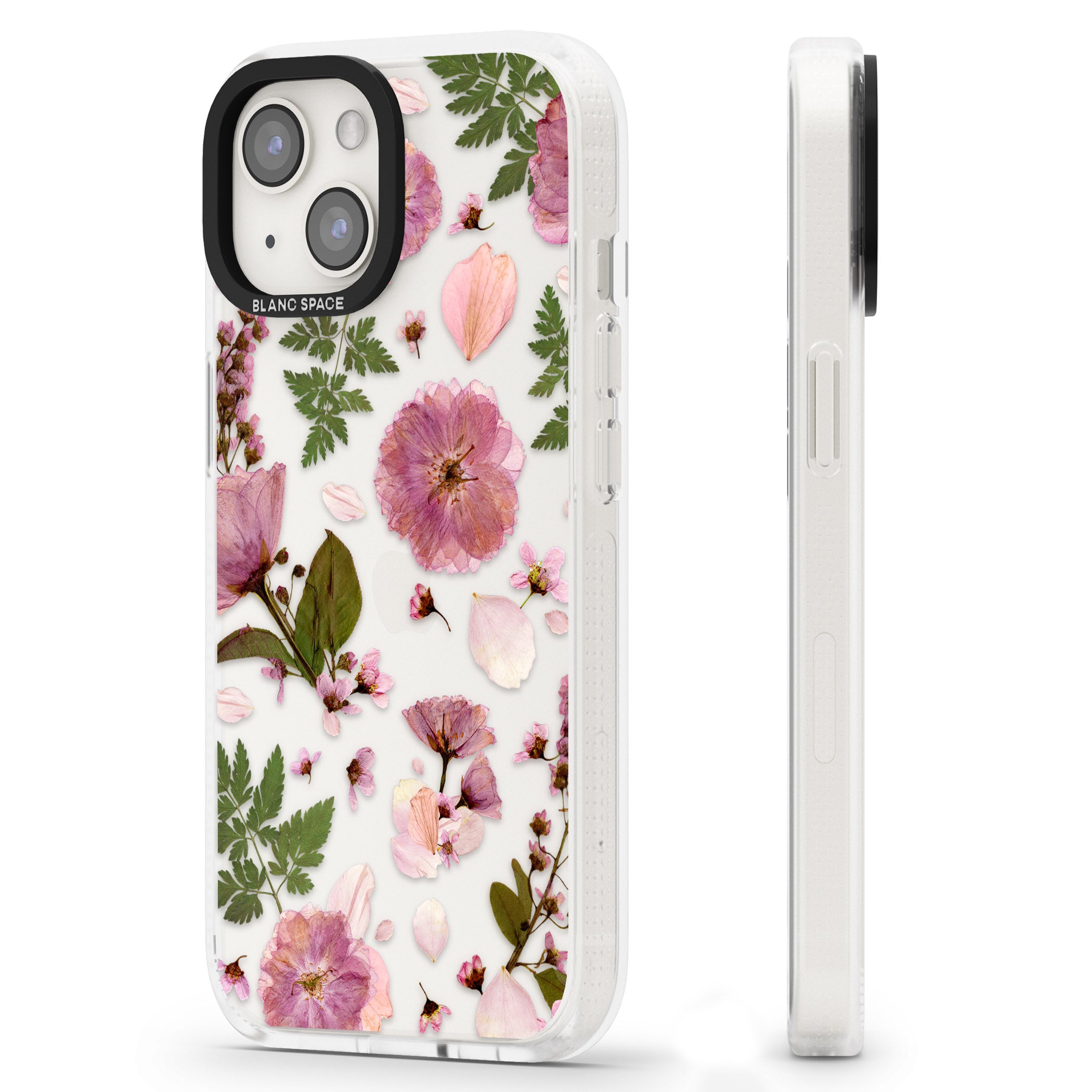 Natural Arrangement of Flowers & Leaves Design iPhone 15 / 14 / 13 Clear Case Impact Air - Blanc Space