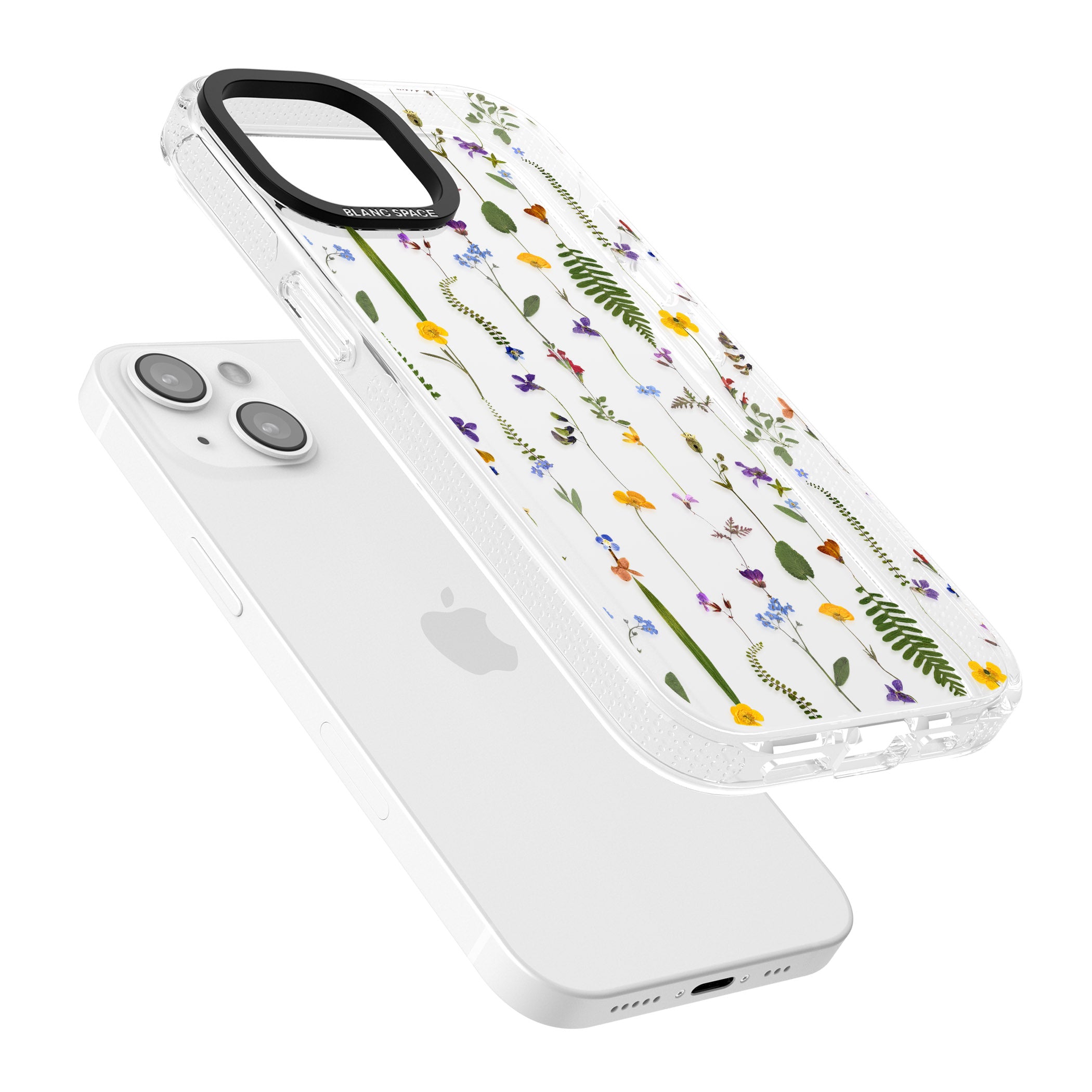 Wildflower Chain iPhone 15 / 14 / 13 Clear Case Impact Air - Blanc Space