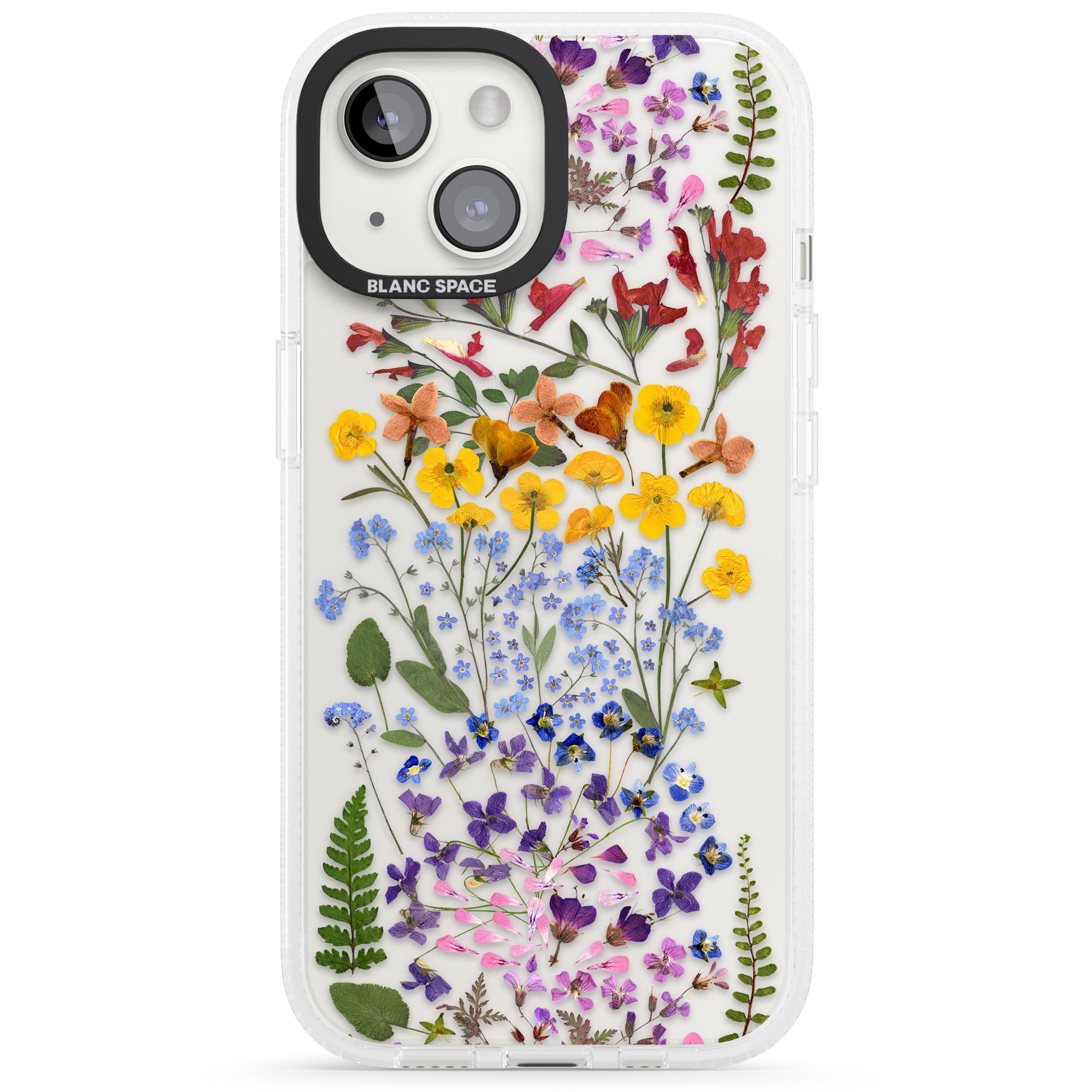 Wild Flower Stripe Design iPhone 15 / 14 / 13 Clear Case Impact Air - Blanc Space
