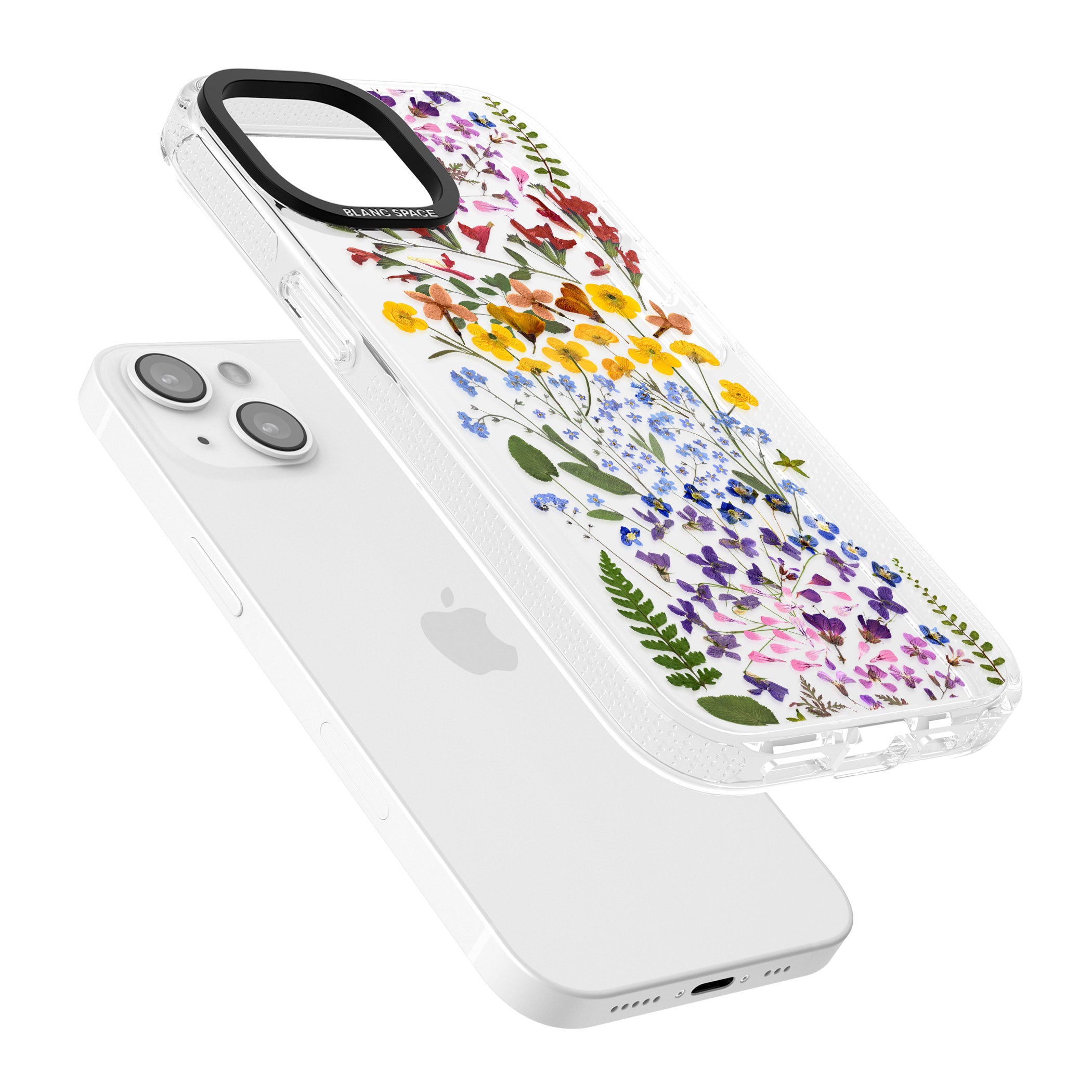 Wild Flower Stripe Design iPhone 15 / 14 / 13 Clear Case Impact Air - Blanc Space