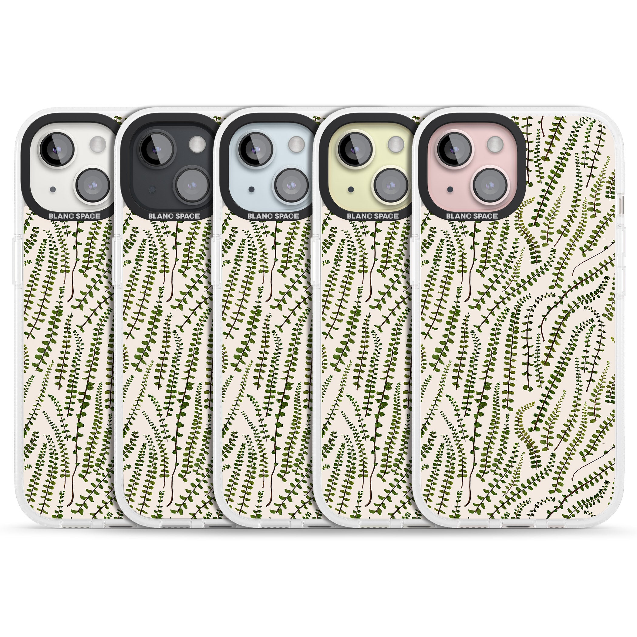 Fern Leaf Pattern Design - Cream iPhone 15 / 14 / 13 Clear Case Impact Air - Blanc Space