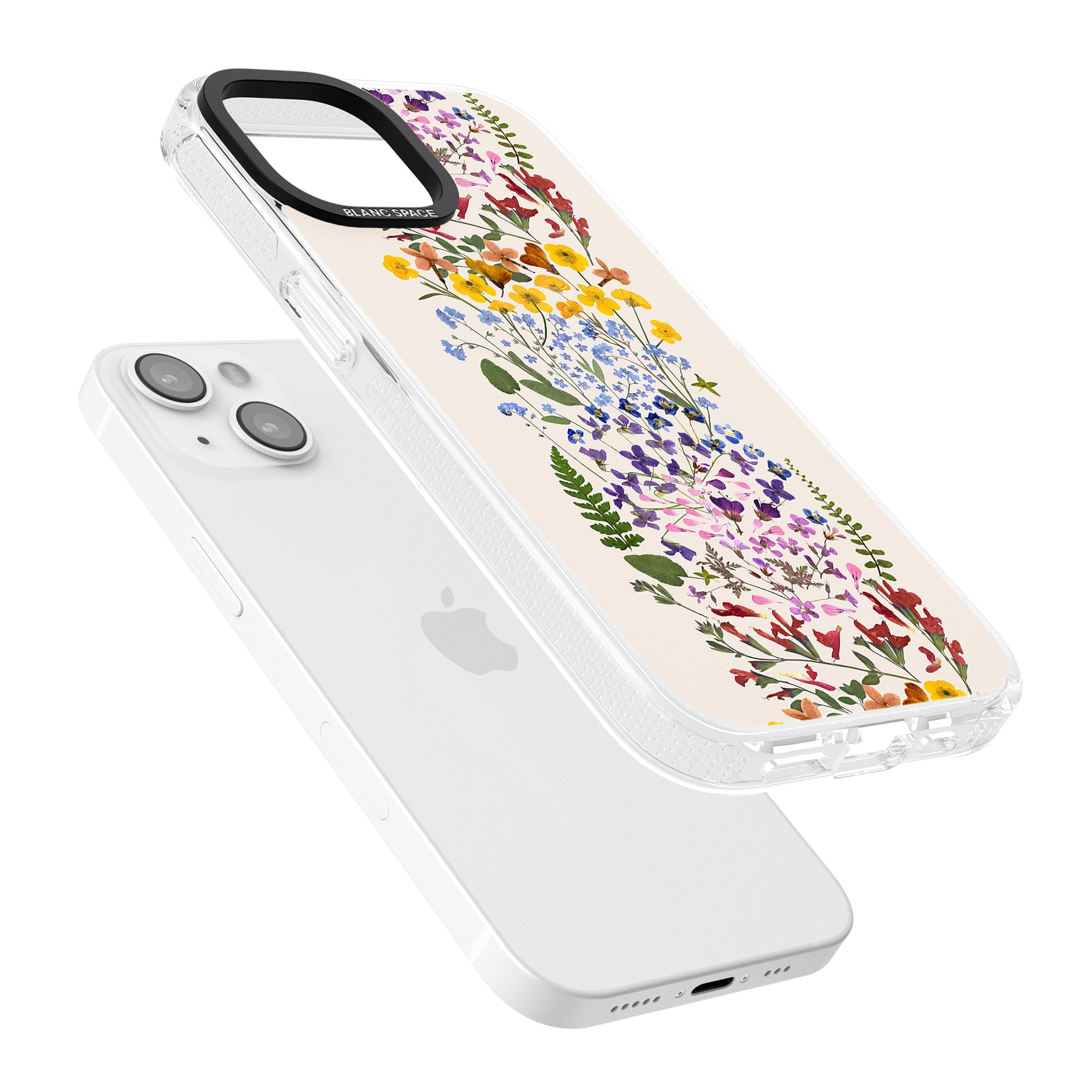 Wildflower Stripe Design - Cream iPhone 15 / 14 / 13 Clear Case Impact Air - Blanc Space