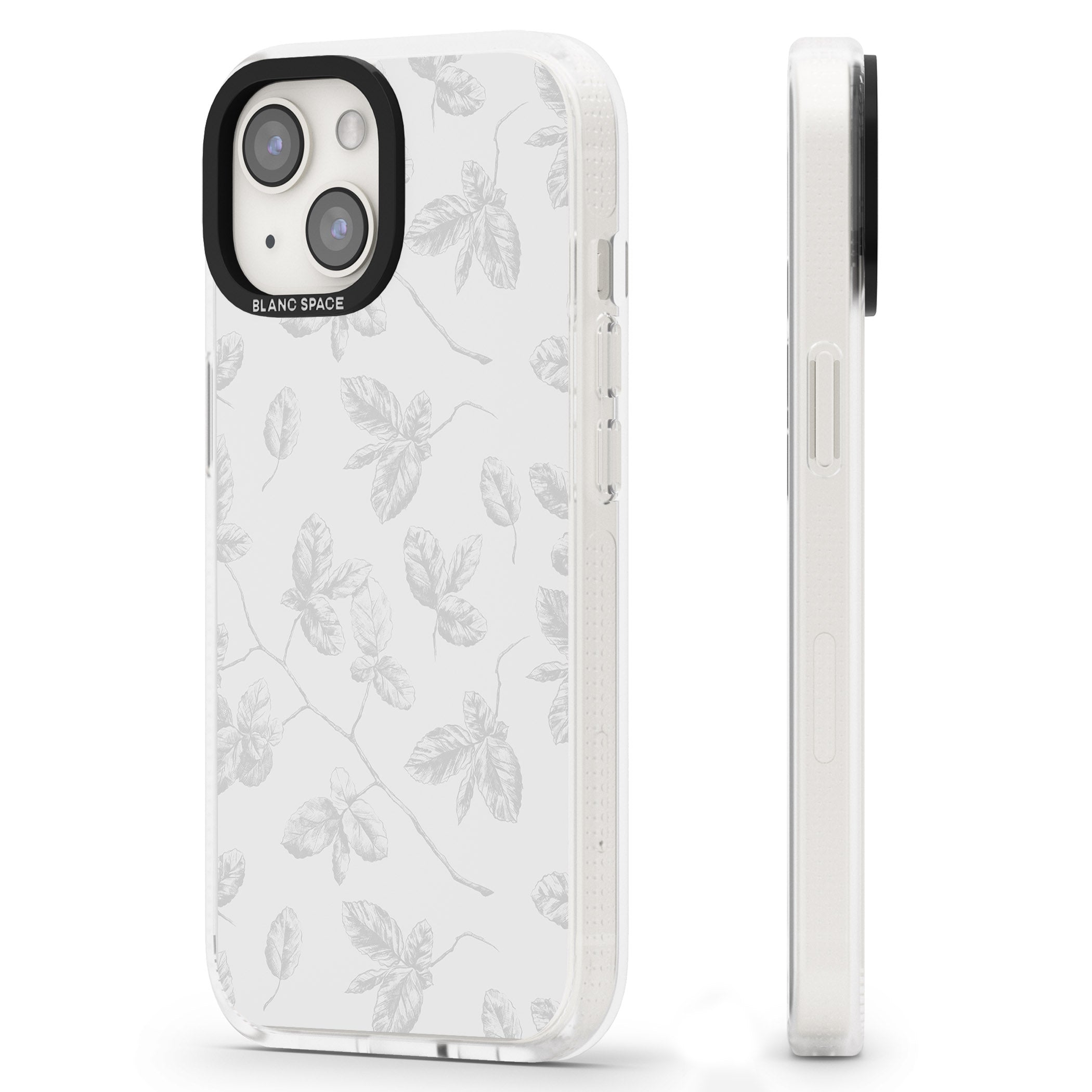 Grey Branches Vintage Botanical iPhone 15 / 14 / 13 Clear Case Impact Air - Blanc Space