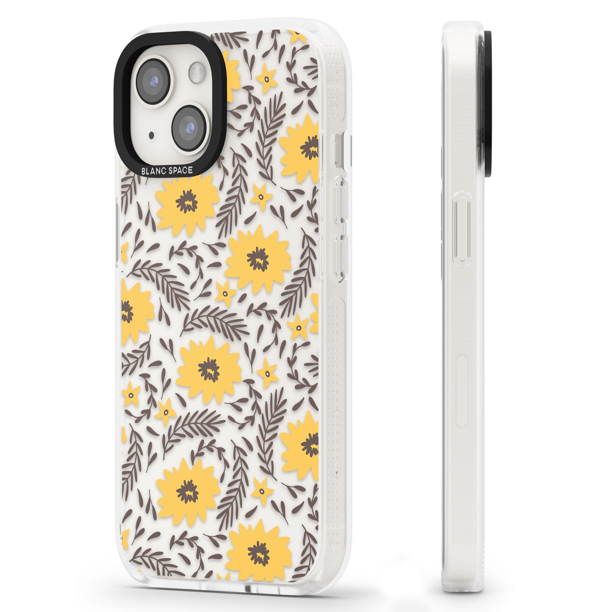 Yellow Blossoms Transparent Floral iPhone 15 / 14 / 13 Clear Case Impact Air - Blanc Space