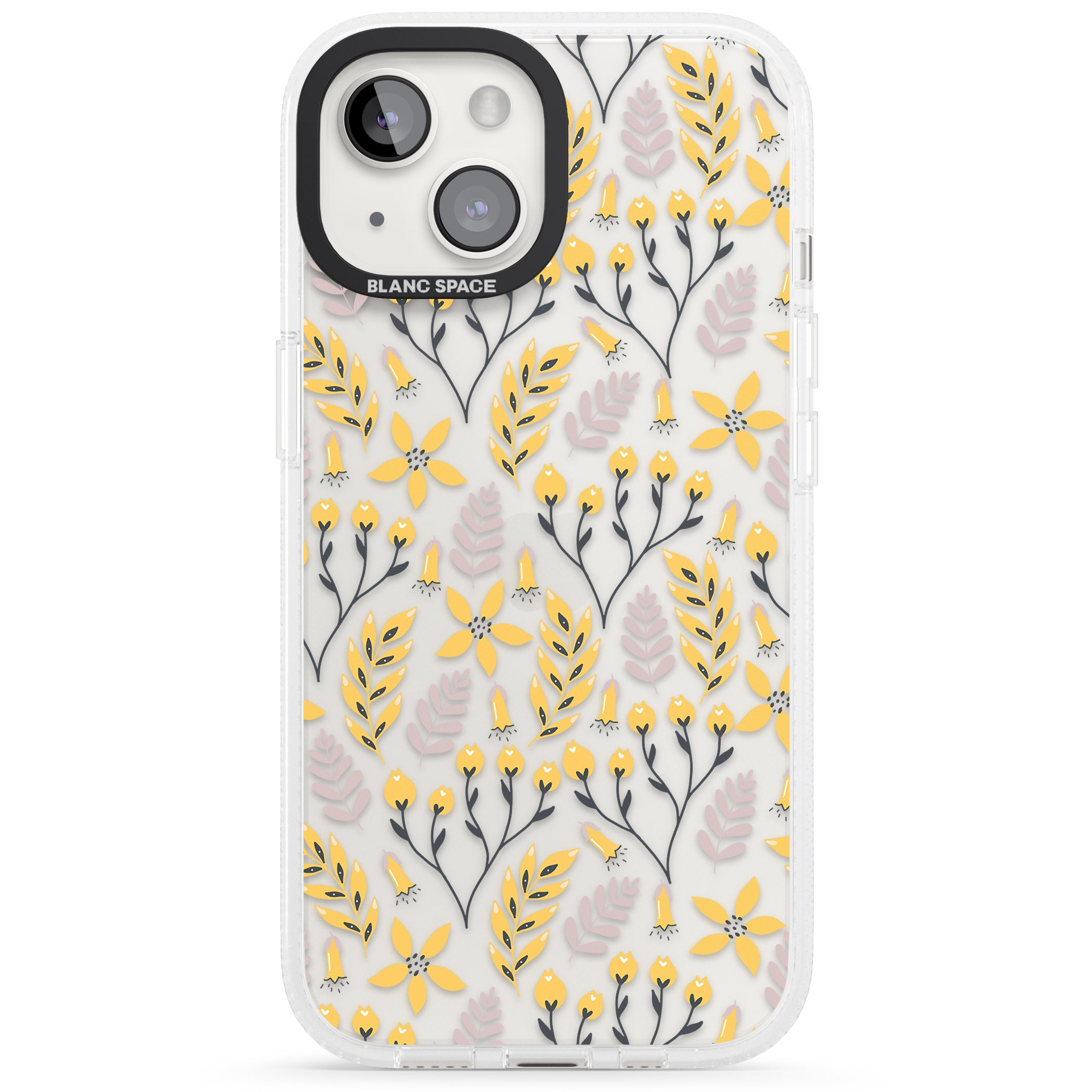 Yellow Leaves Transparent Floral iPhone 15 / 14 / 13 Clear Case Impact Air - Blanc Space