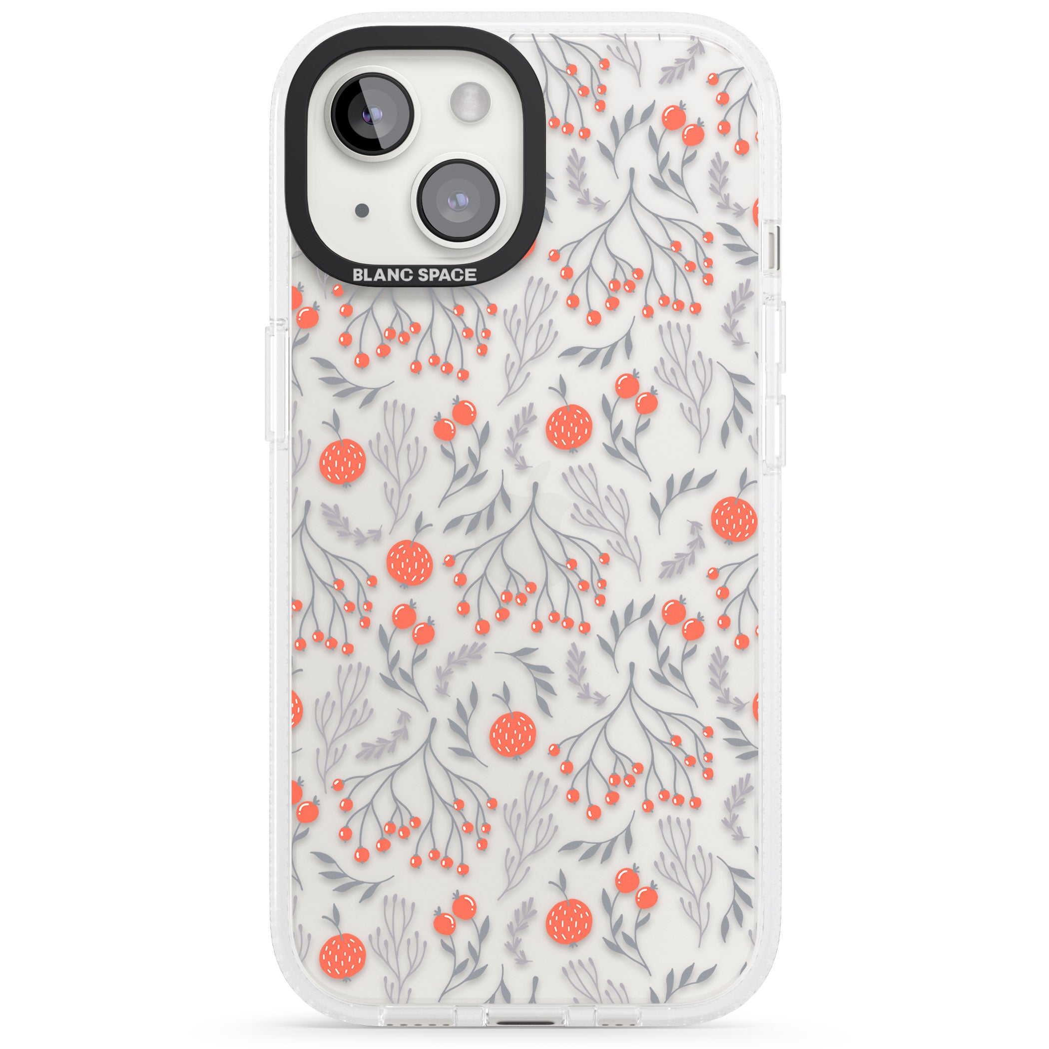 Red Fruits Transparent Floral iPhone 15 / 14 / 13 Clear Case Impact Air - Blanc Space