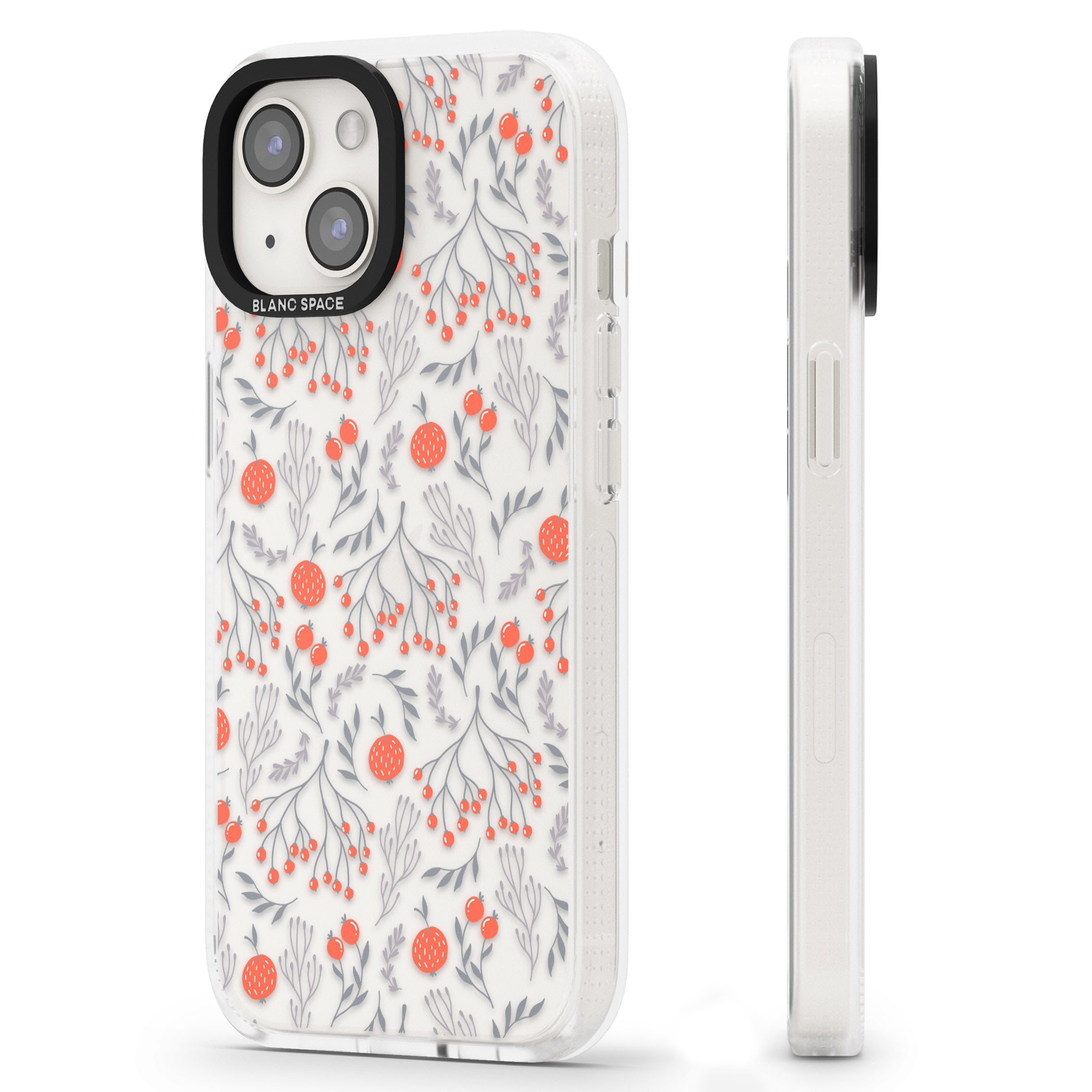 Red Fruits Transparent Floral iPhone 15 / 14 / 13 Clear Case Impact Air - Blanc Space