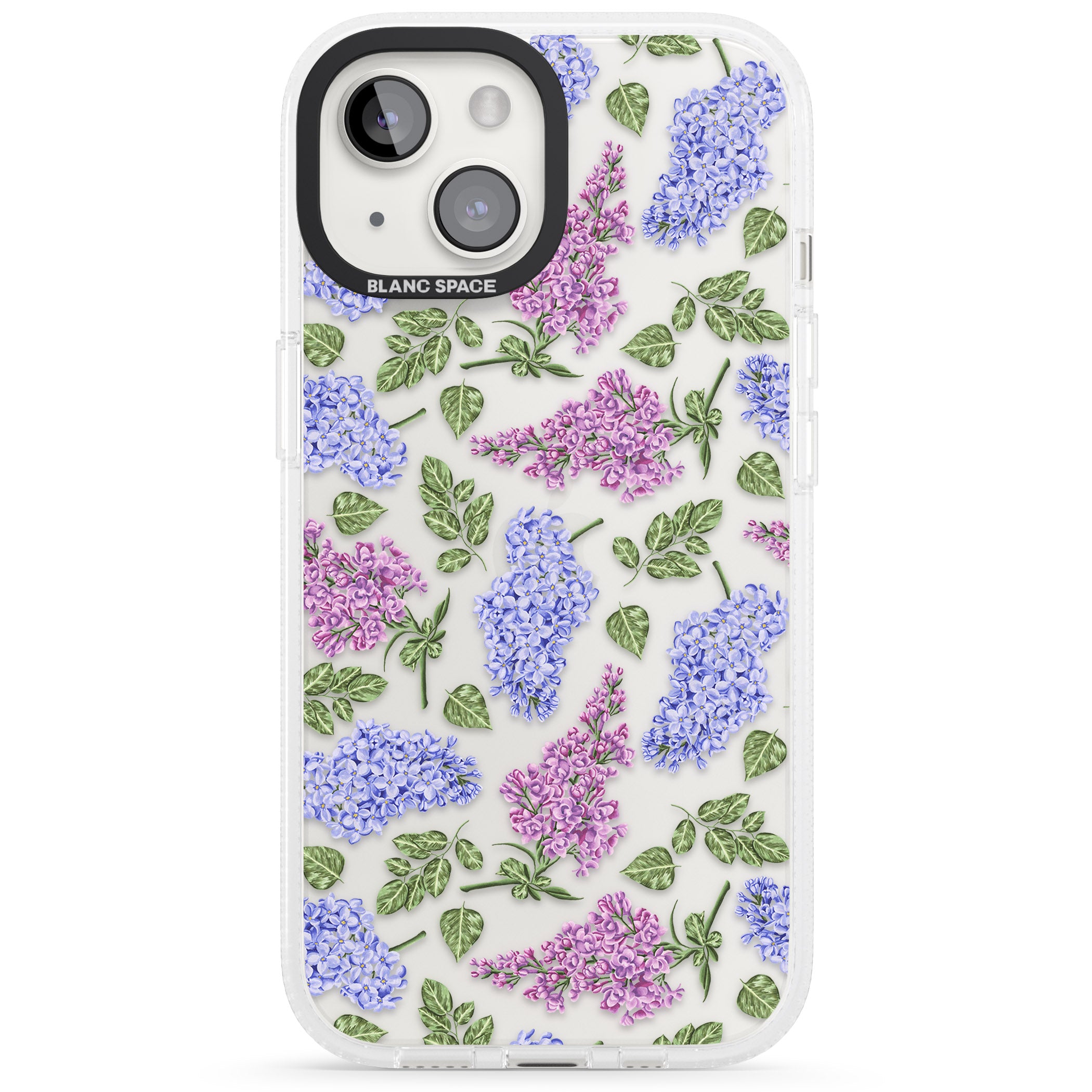 Purple Blossoms Transparent Floral iPhone 15 / 14 / 13 Clear Case Impact Air - Blanc Space